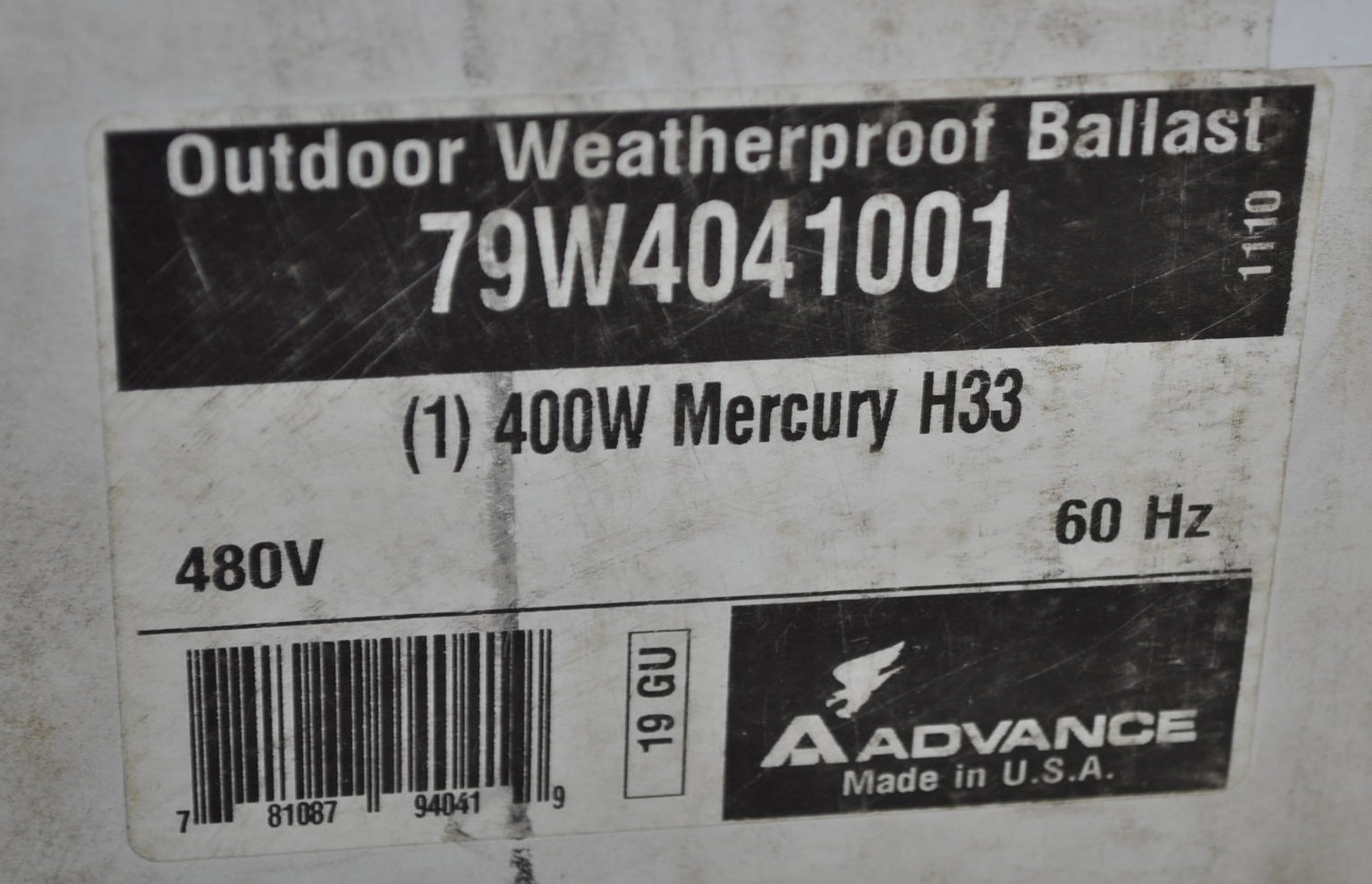 Advance Ballasts 400W Mercury H33 Outdoor Weatherproof Ballast Model 79W4041001