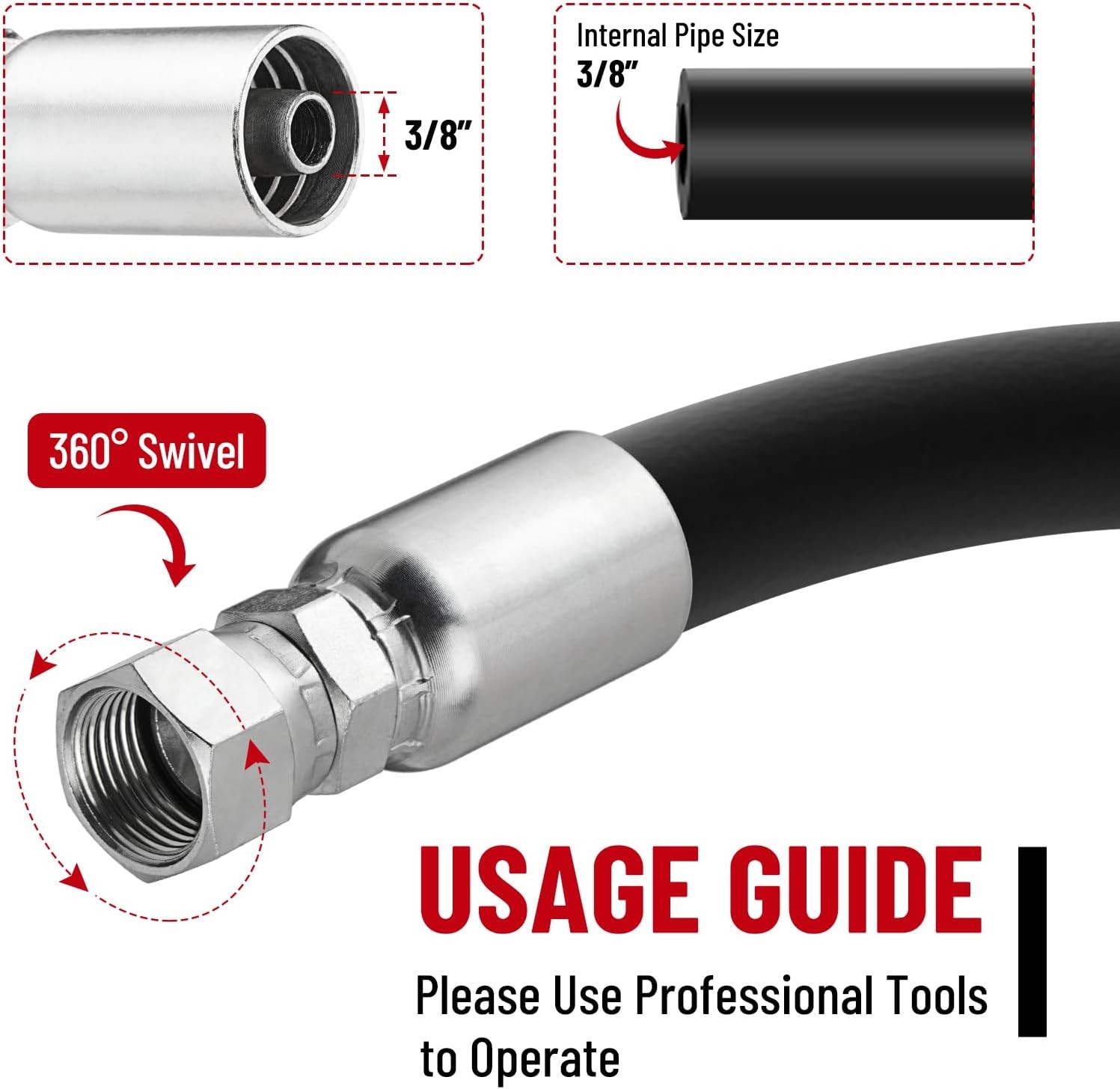 New-12 Pack 3/8″ Hydraulic Hose Fittings, 3/8″ I.D. Hose x 1/2″ JIC 37° Female