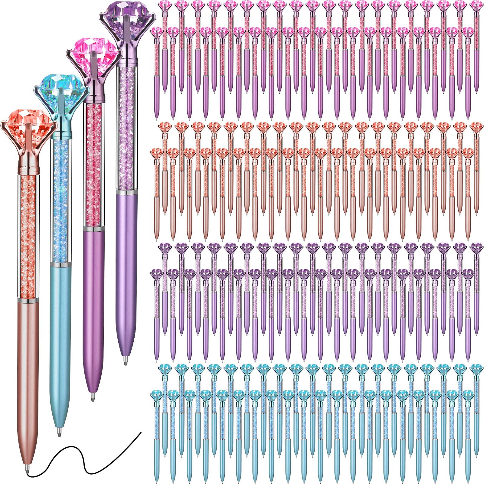 160 Pack Big Crystal Diamond Pens Cute Ballpoint Pens Retractable Ballpoint G…