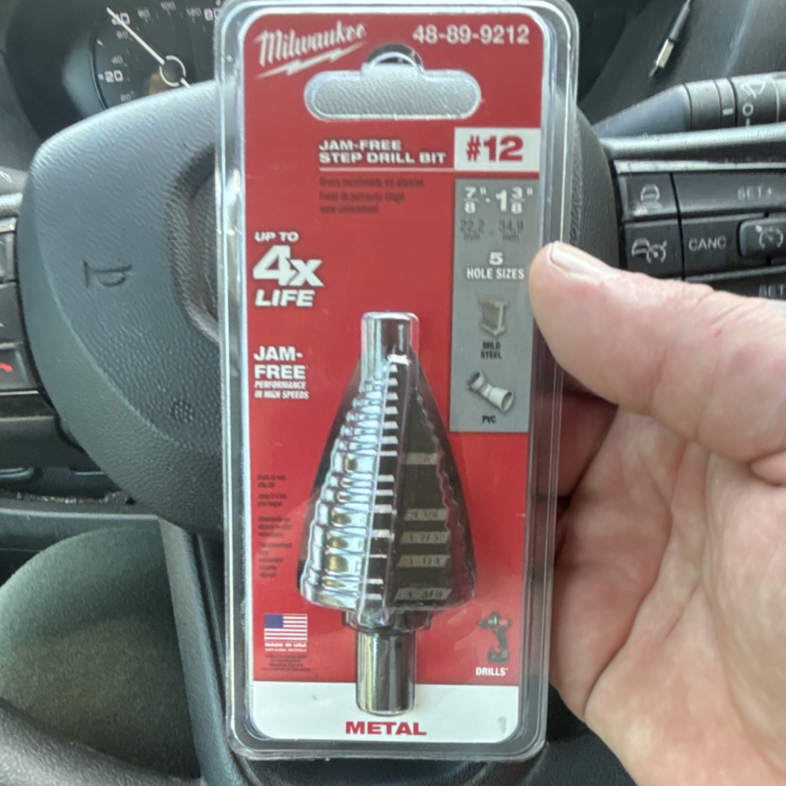 Milwaukee 48-89-9212 Jam-Free Step Drill Bit 7/8-1-3/8 in Metal