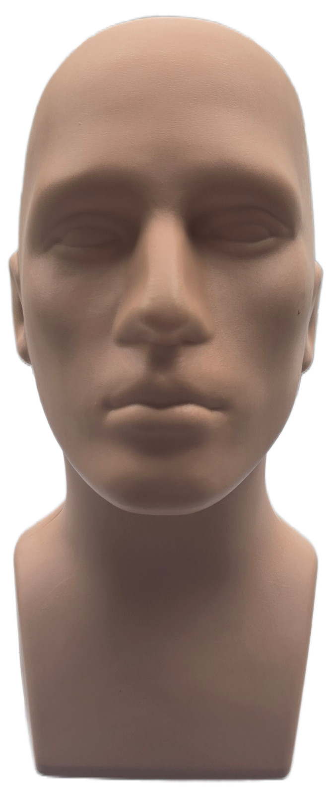 15″ Tall, Male Mannequin Head, Table Top Display, Durable PE Plastic, Flesh