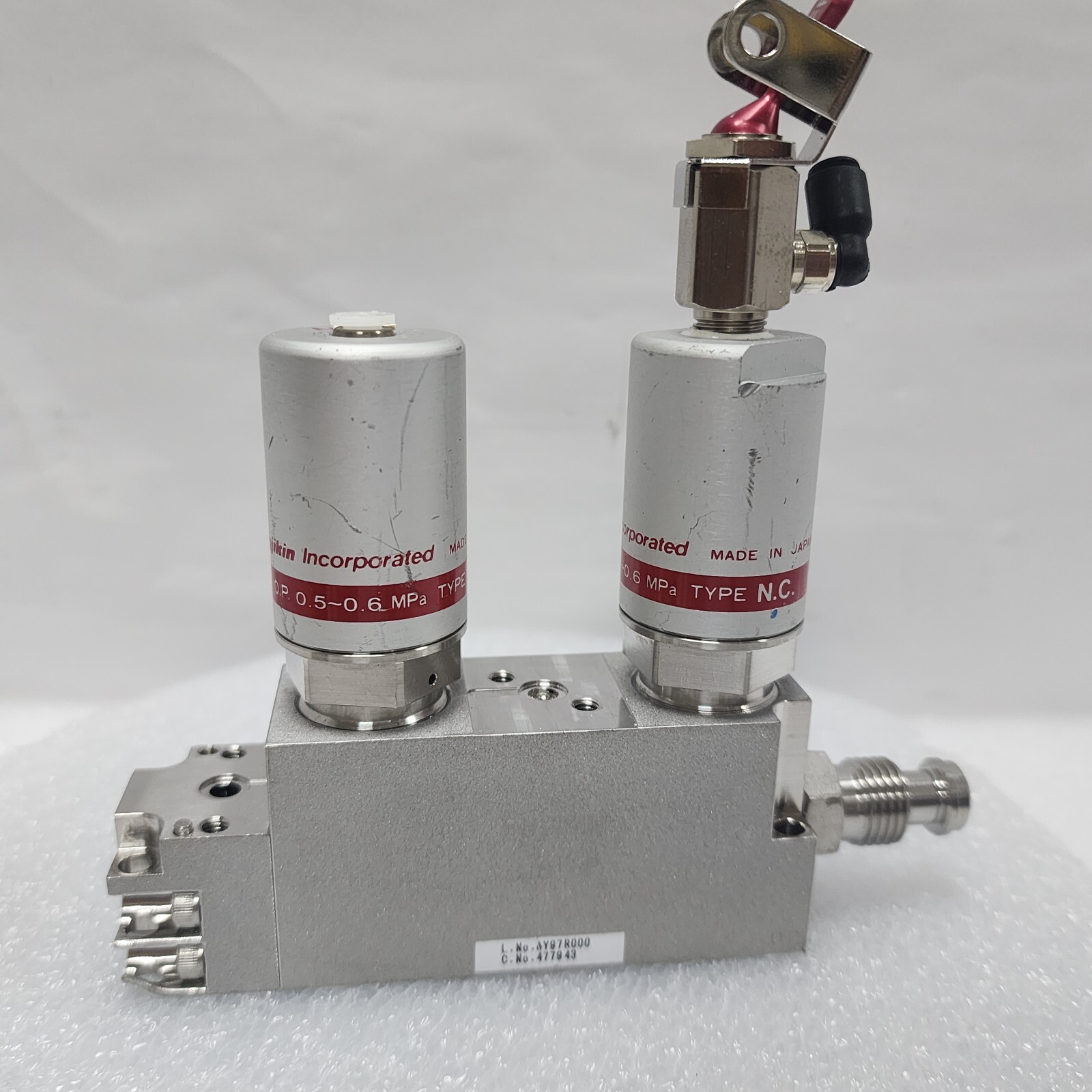 Fujikin 0.P. 0.5-0.6 MPa, C No. 477943, Type N.C Assy. Valve,Used,Japan_96976