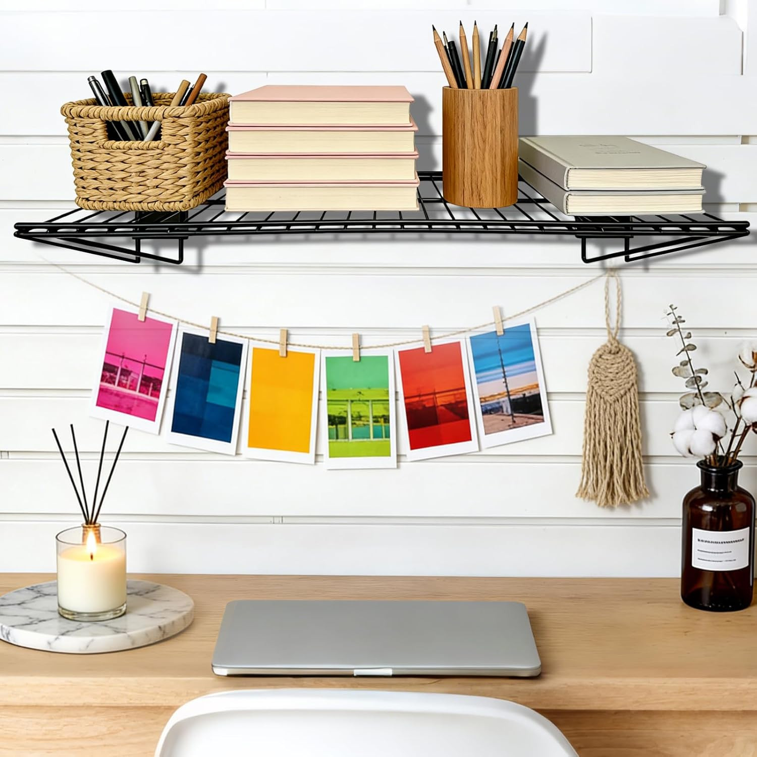 Heavy Duty 24″ Slat Wall Wire Shelves – 4 Pack Garage Storage Solution