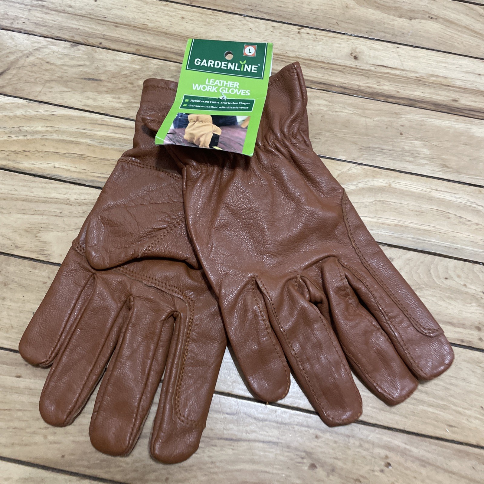 Gardenline New Leather Work Gloves Adult Large Brown Garden Hike Ride Western