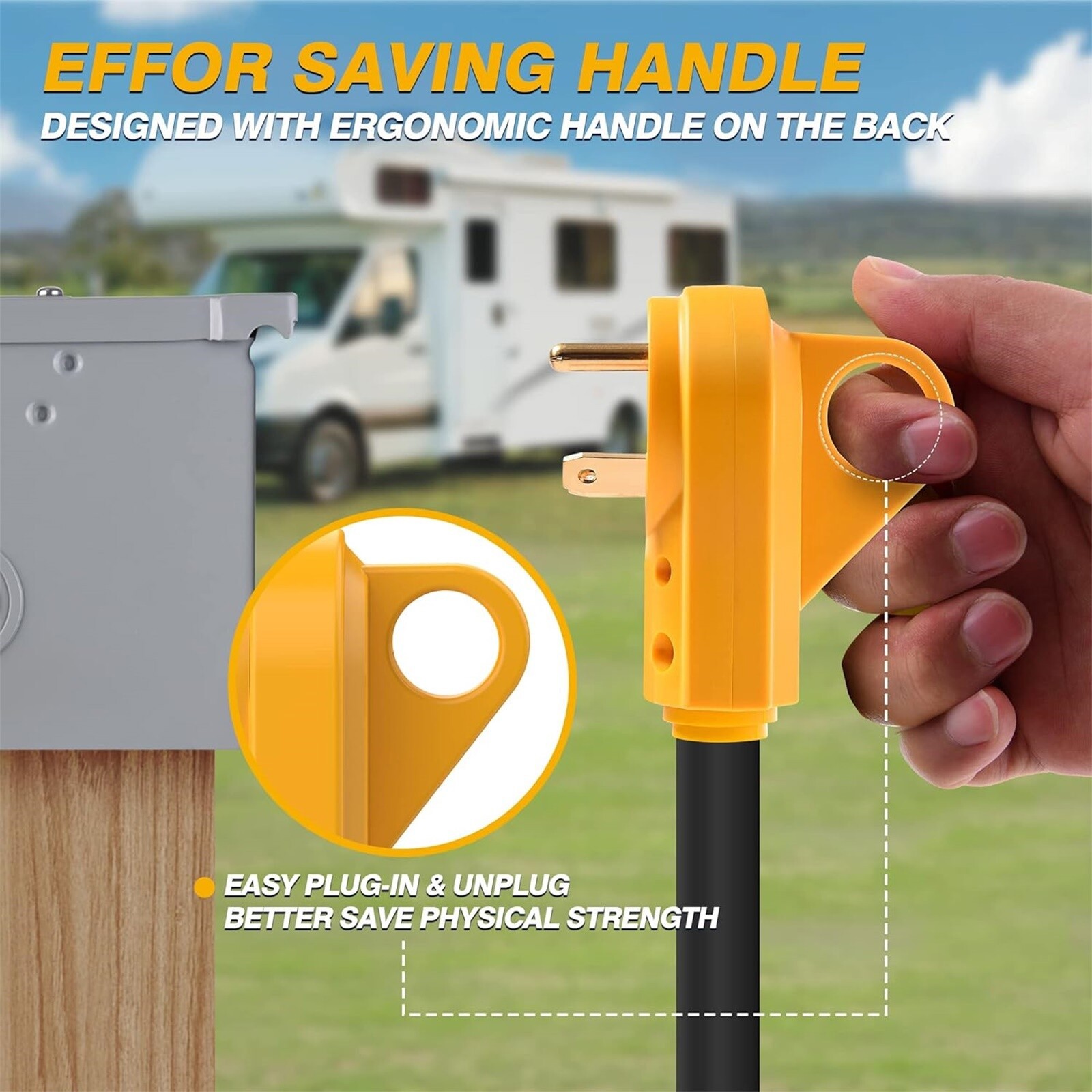 30A 125V Receptacle RV Plug Male Power Cord End Replacement Electrical RV Camper