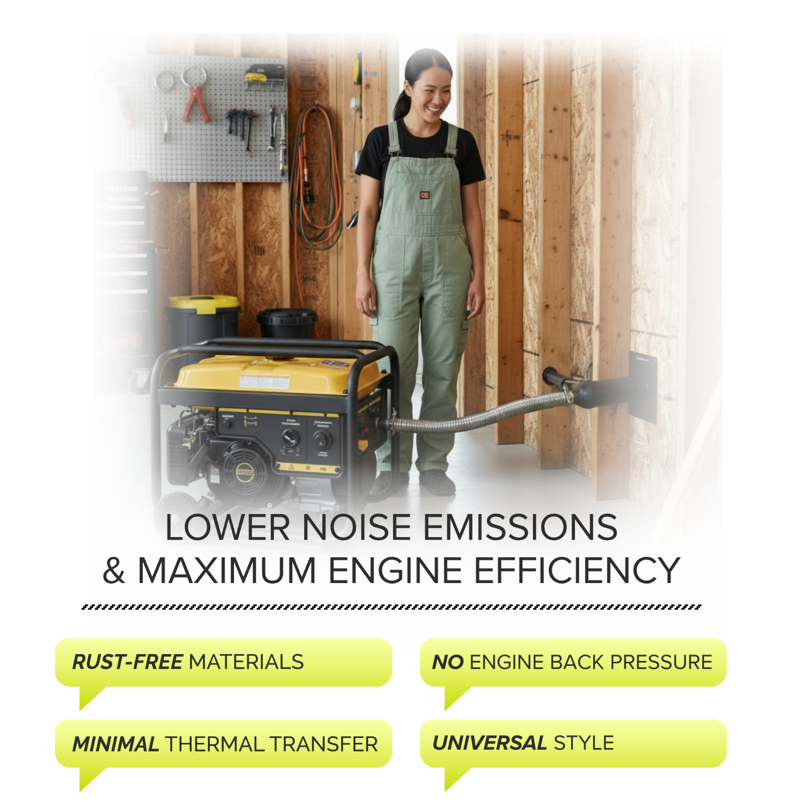 Generator Exhaust Extension Muffler w/Wall Mounting Kit – Universal Fit
