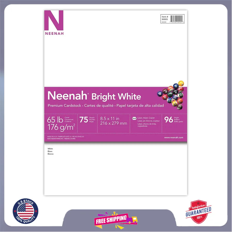 Astrobrights Premium Cardstock 65lb 8.5 x 11 White 75 Sheets 90905-02