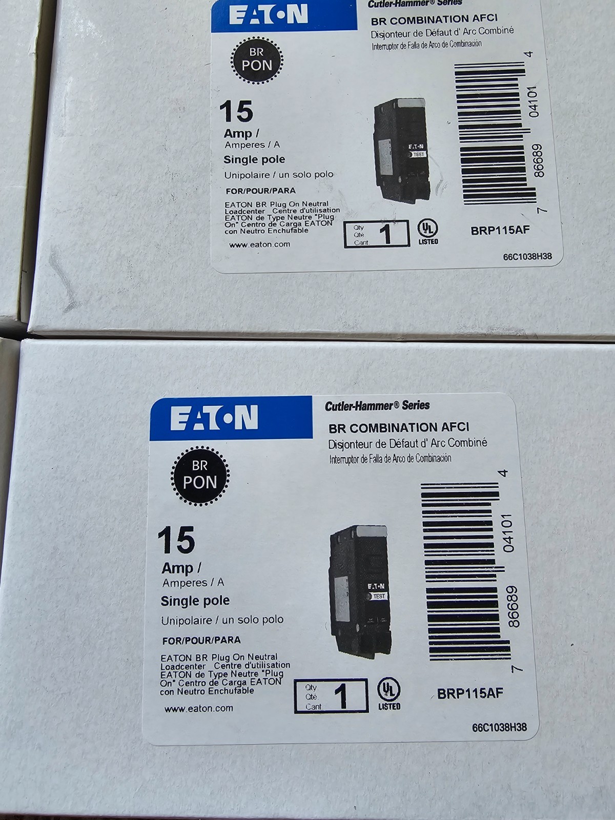 New Eaton BRP115AF Combination Circuit Breaker AFCI 15AMP -Lot of 10