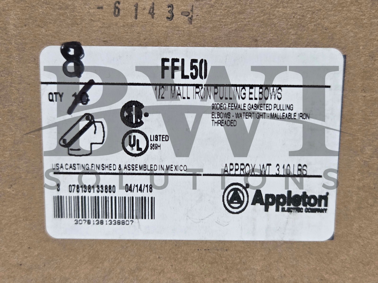 NEW Appleton FFL50 Malleable Iron Pulling Elbows 1/2 IN Female-Female Lot of 28