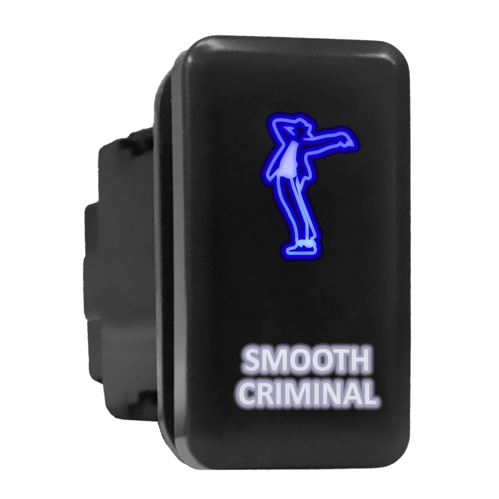 SMOOTH CRIMINAL Blue/White Backlit Tall Push Button 1.54″x 0.83″ (Fit: Toyota)