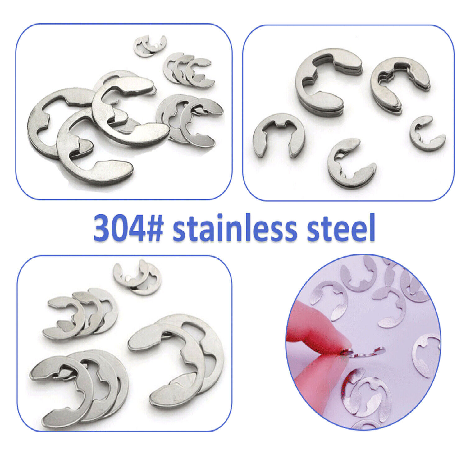 120X Assorted M1.5 – M10 Stainless E Clips C Circlip Kit Retaining Snap Ring Set