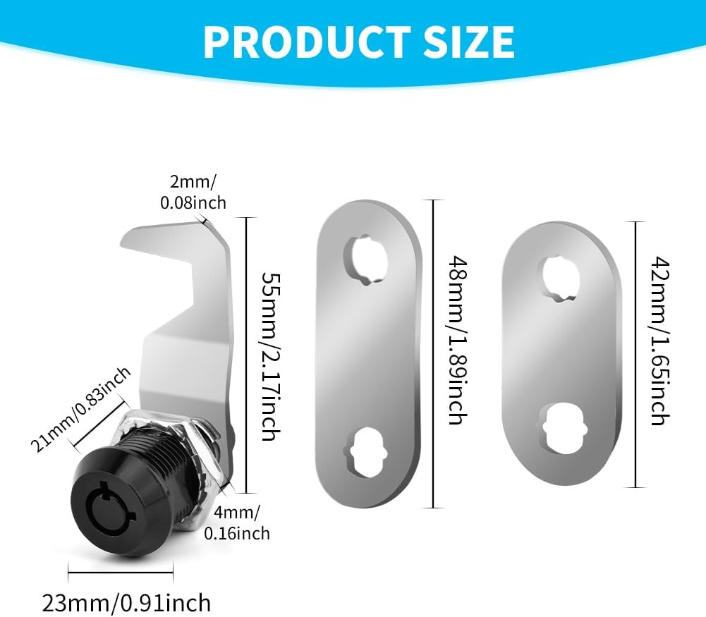 5/8 Inch Black Toolbox Lock Replacement, US General Cabinet Cam Lock Keyed Alike