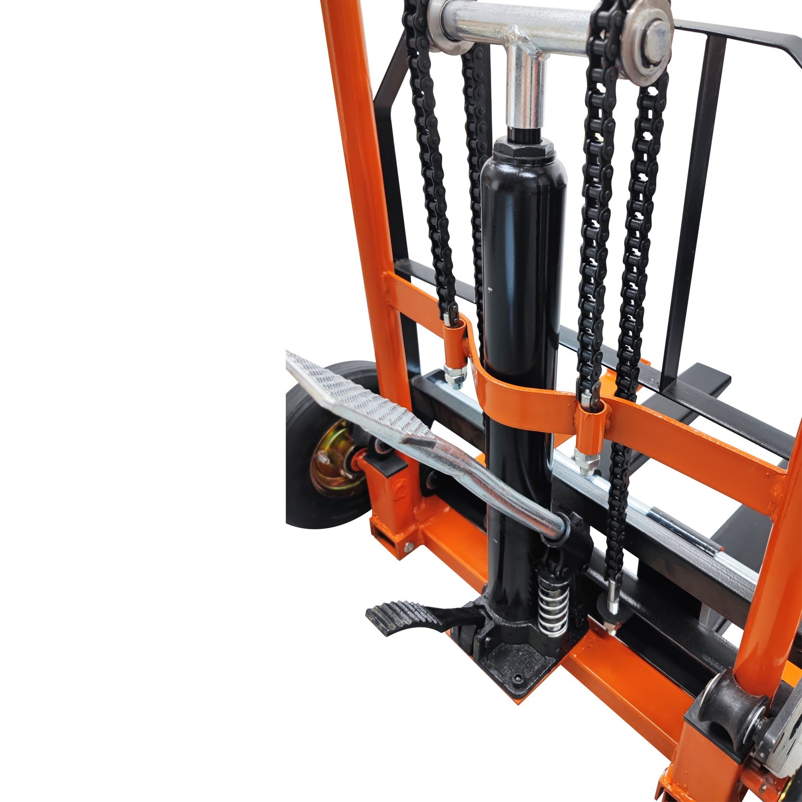 400Lb/200Kg Hand Forklift Truck Manual Push/Pull Winch Stacker Cargo Trolley