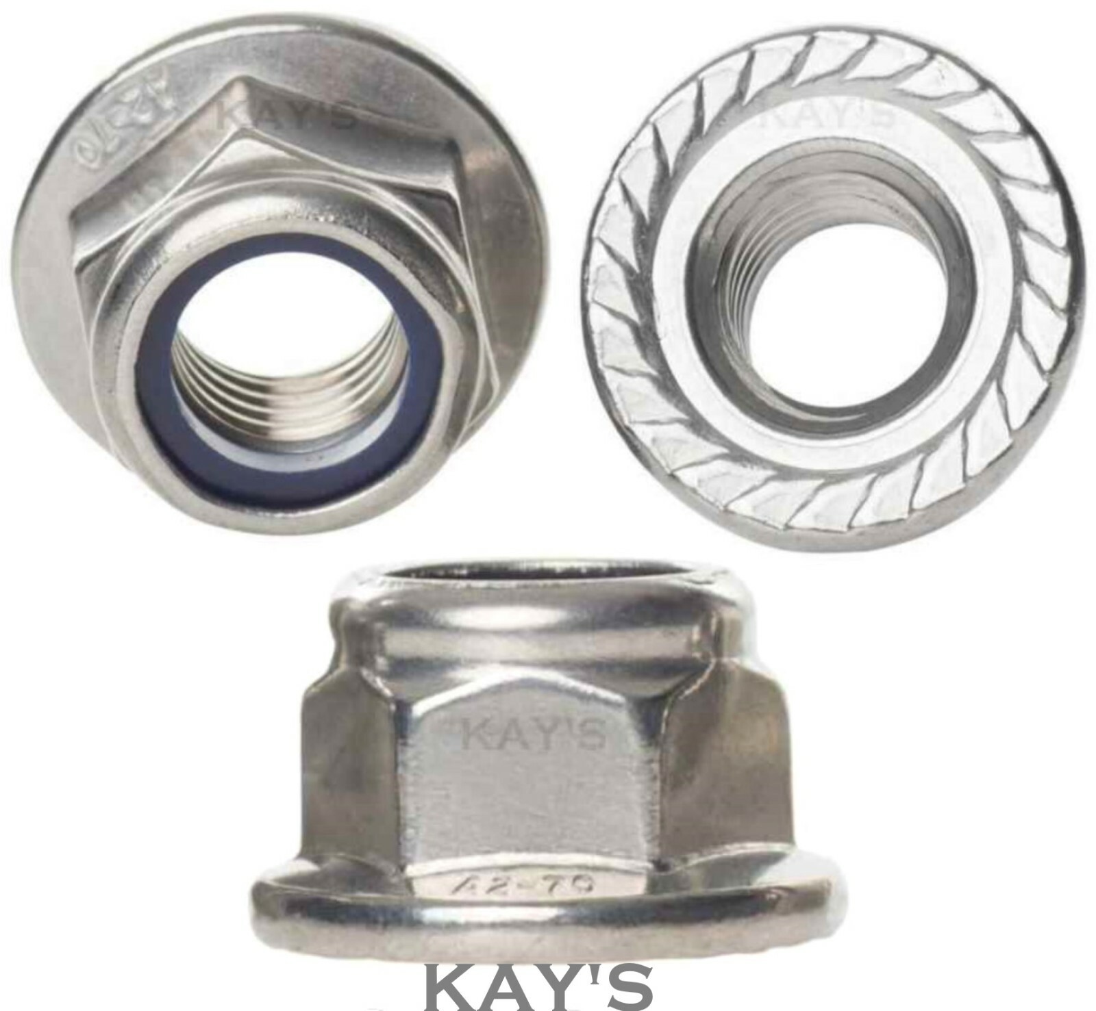 FLANGED NYLOC NUTS A2 STAINLESS STEEL NYLON INSERT SERRATED FLANGE LOCKING NUTS