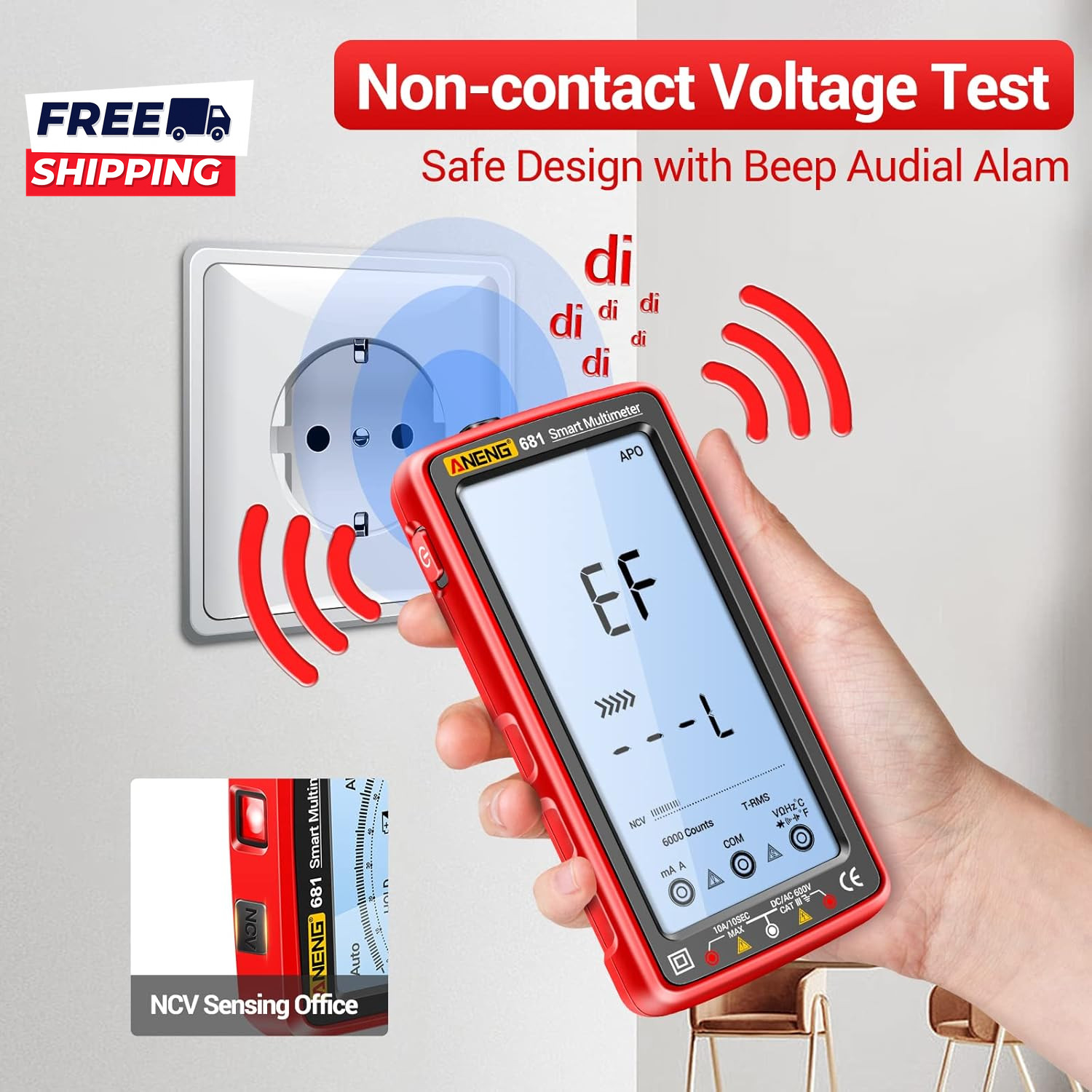 Digital Multimeter Tester Auto-Ranging TRMS 6000 Counts Voltmeter Smart Recharge
