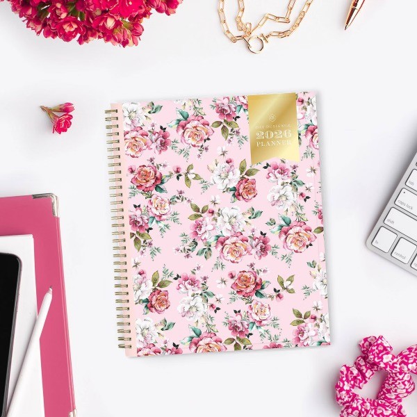 B 2026 Weekly/Monthly Planner 8.5"x11" Rose Pink Floral