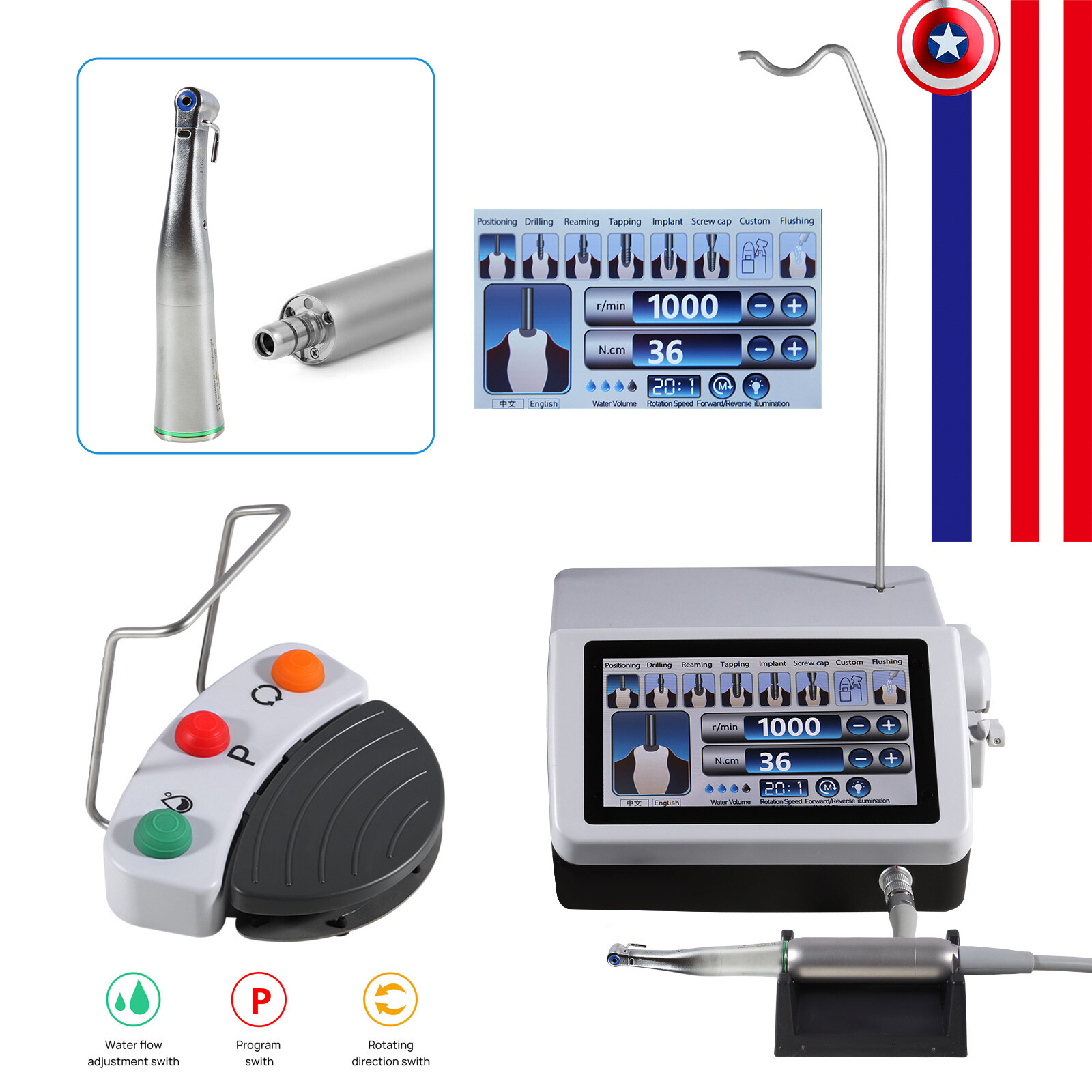 Dental Surgical Implant Motor Brushless+20:1 Handpiece