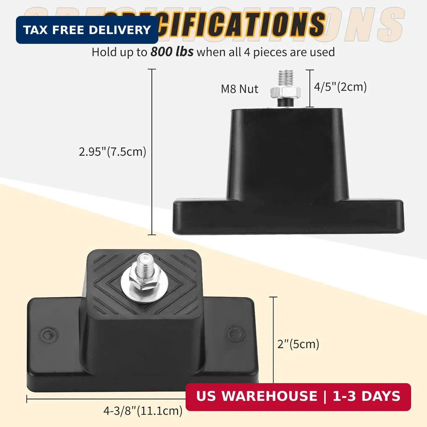 4 Pack Rubber Vibration Isolator Mounting Bracket with 8 Expansion Screws & 4 Sh