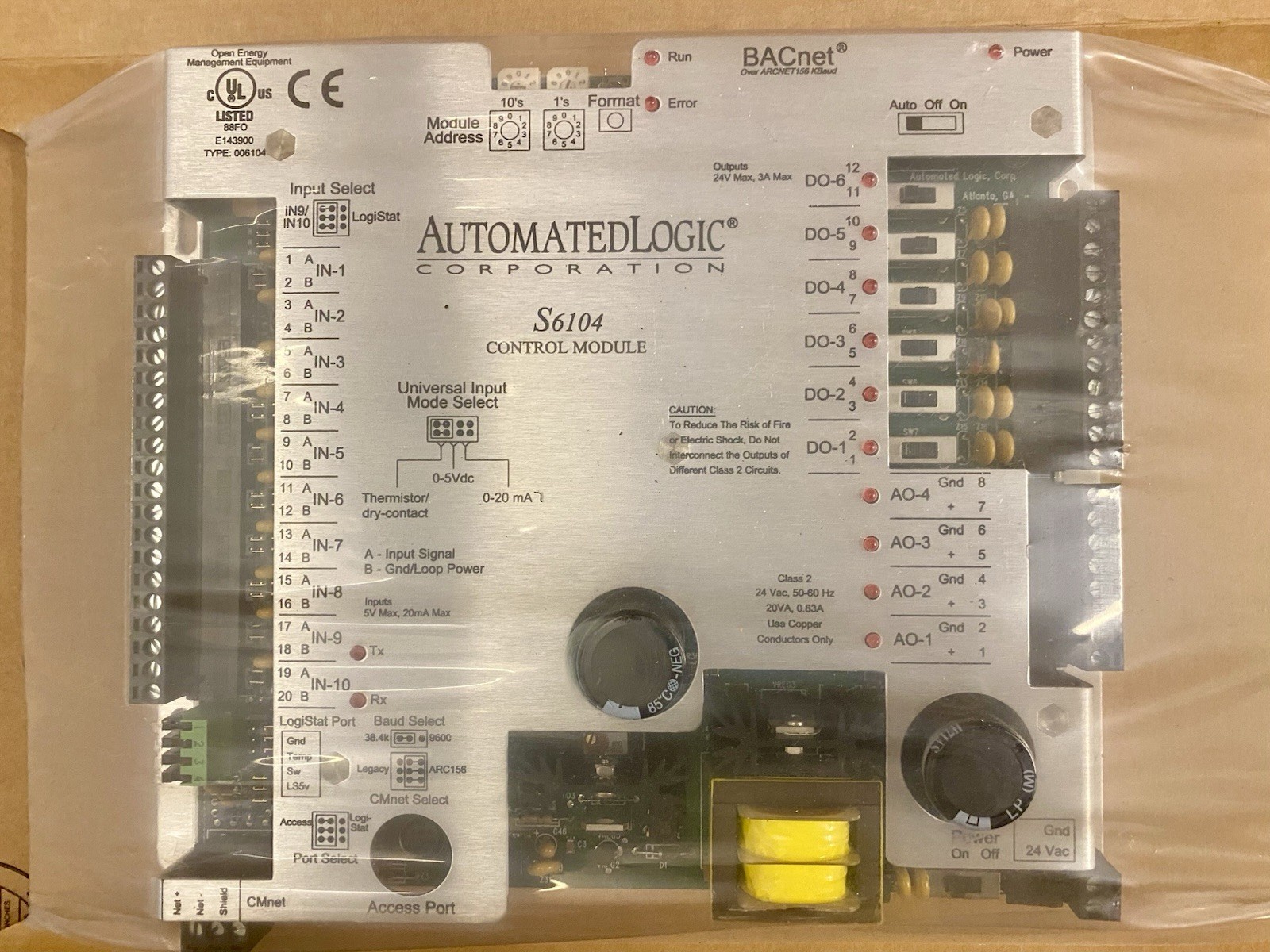 Automated Logic S6104 Control Module Original packaging and plastic Seal