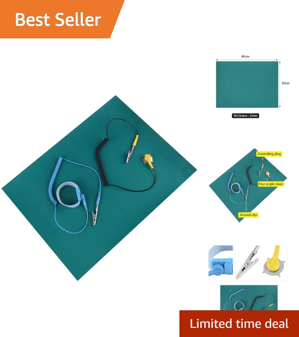 ESD Anti-Static Mat 11.8″x15.7″ with Wrist Strap for Safe Electronics Repair
