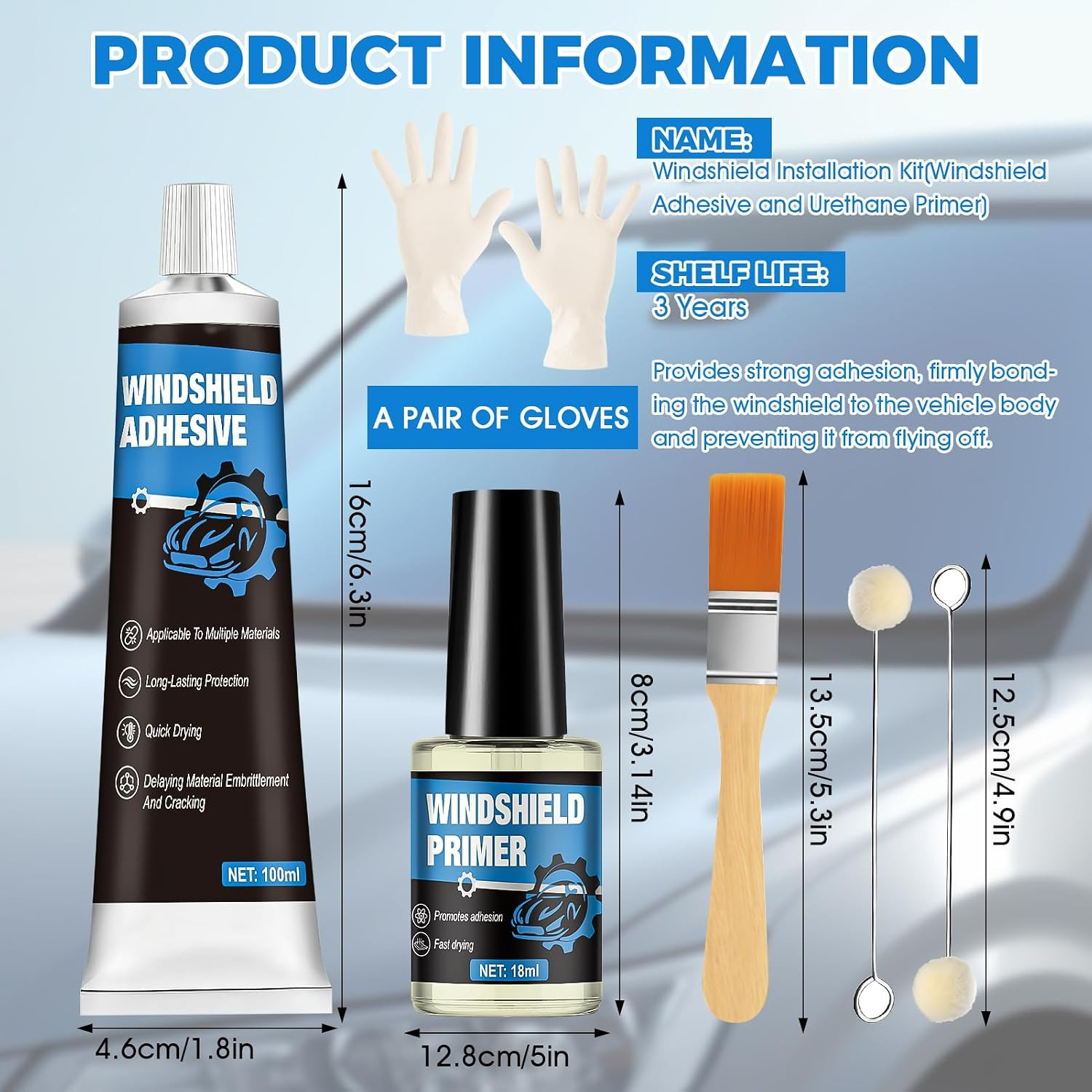 Polyurethane Windshield Adhesive, Windshield Primer Car Window Sealant Quick Cur
