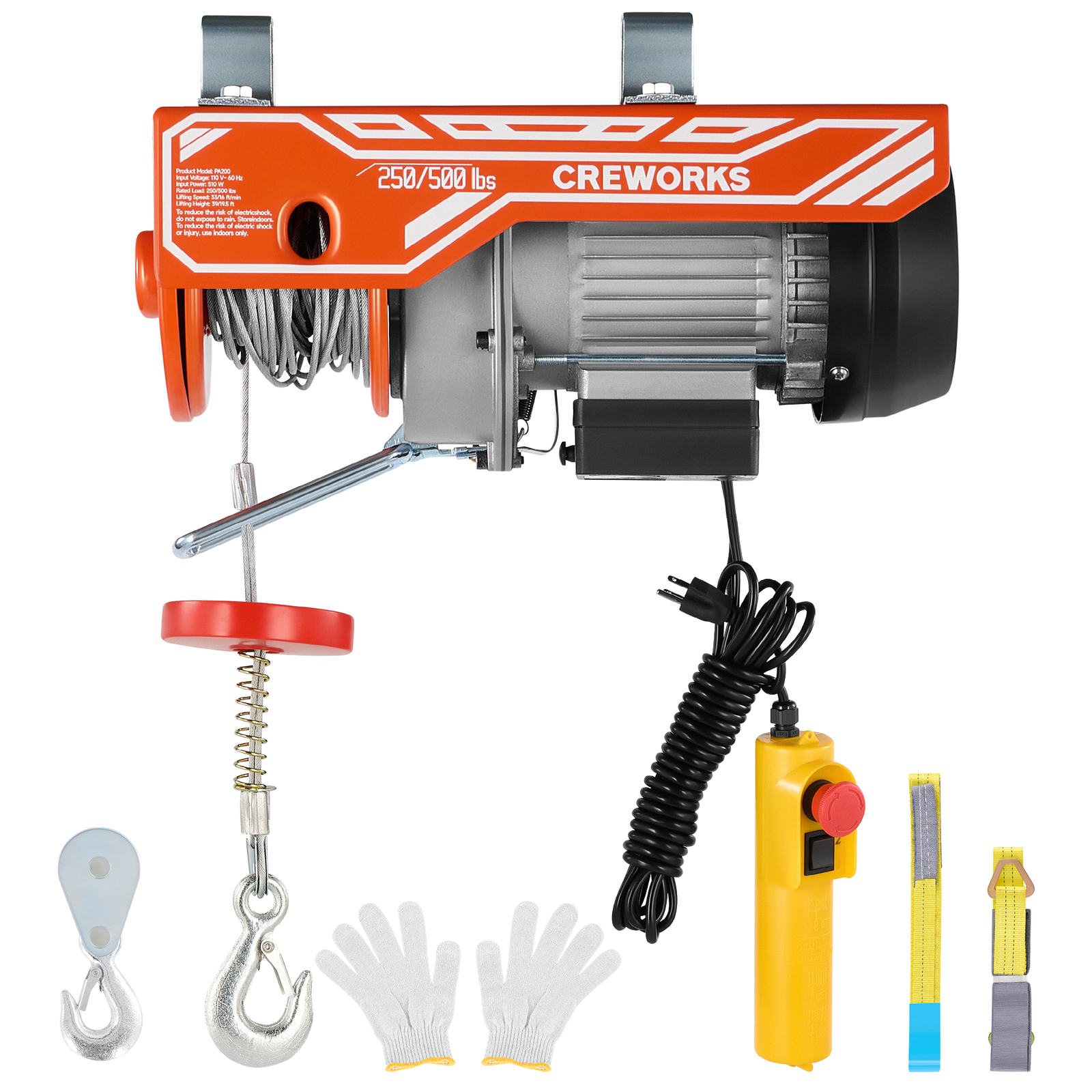 CREWORKS 500/1500/2500 lbs Electric Hoist Crane Winch f/ Garage Warehouse – Used