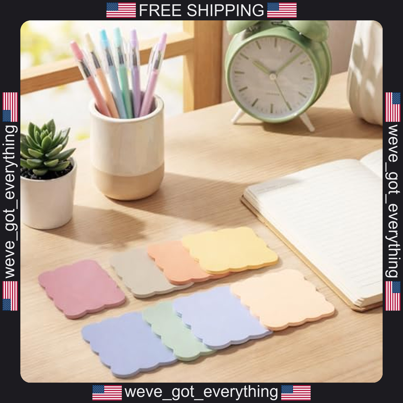 8 Pack Pastel Scalloped Sticky Notes for Reminders and Notes