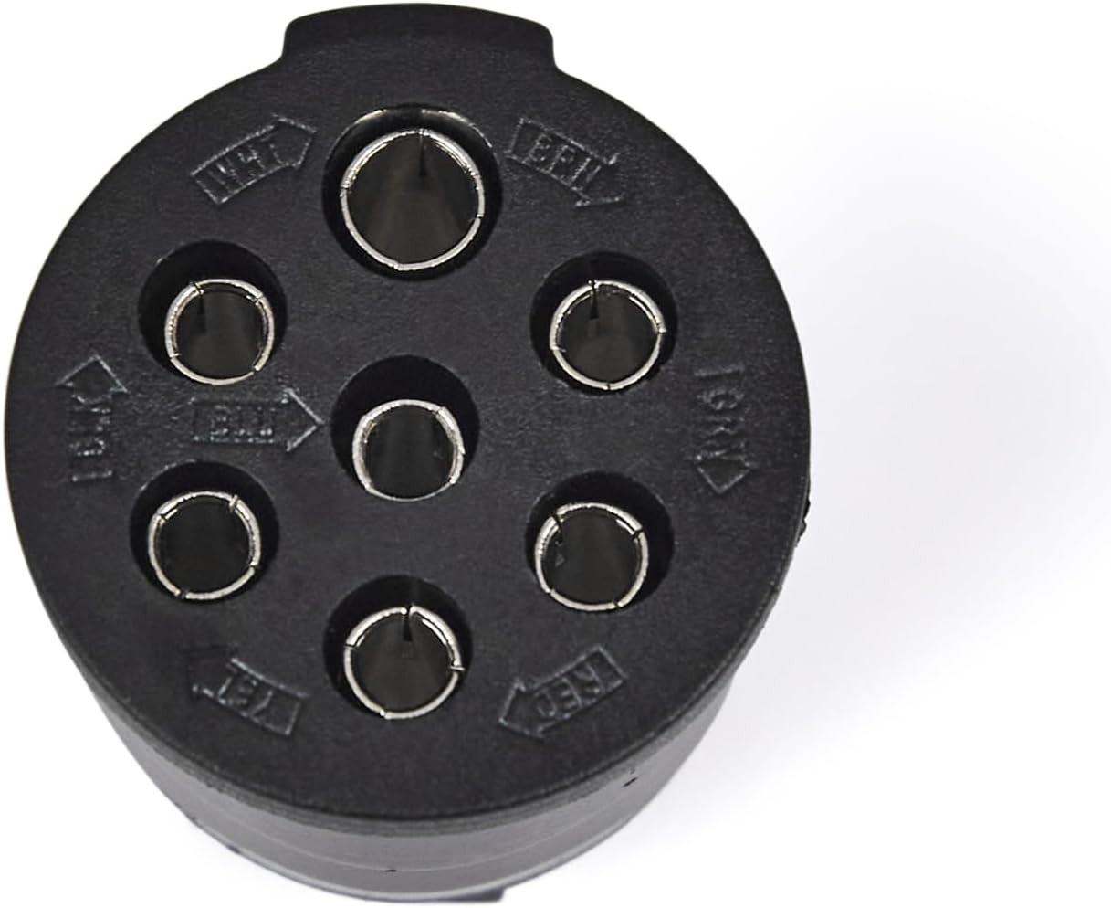 Heavy Duty 7 Pin Round Trailer Connector – 7 Color: 7 Way Trailer Plug (1 Pc)