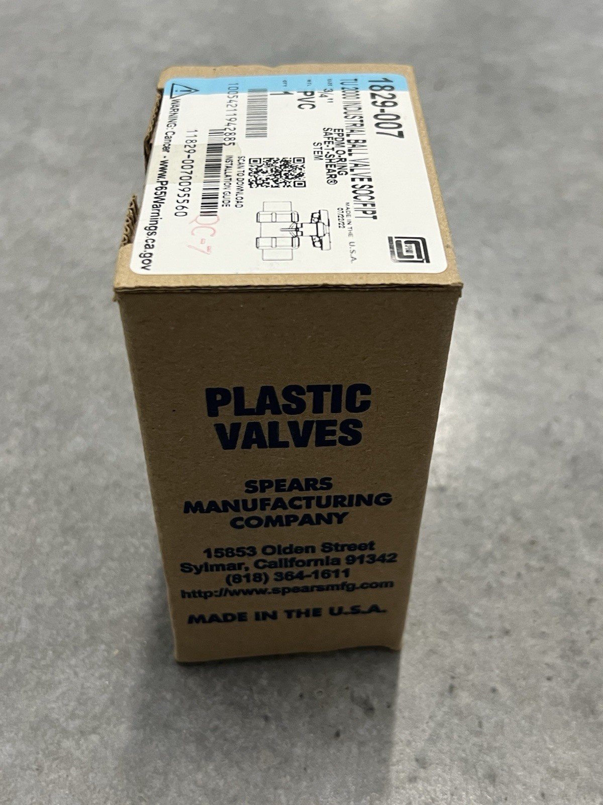Spears 1829-007, 3/4″ PVC, TU 2000 Industrial Ball Valve SOC/FIPT