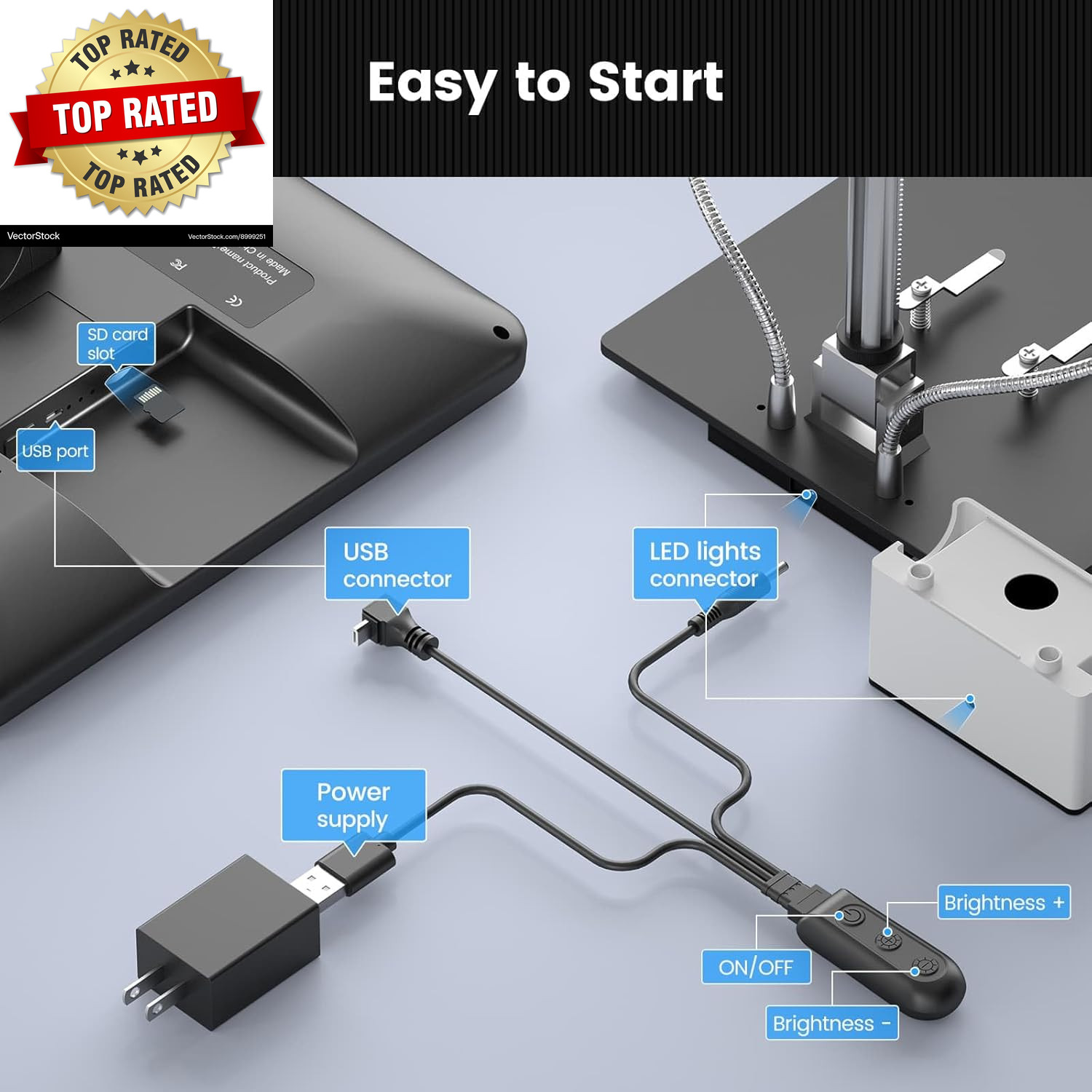 AD210 10.1 Inch LCD Digital Microscope for Adults, Soldering Microscope for Elec
