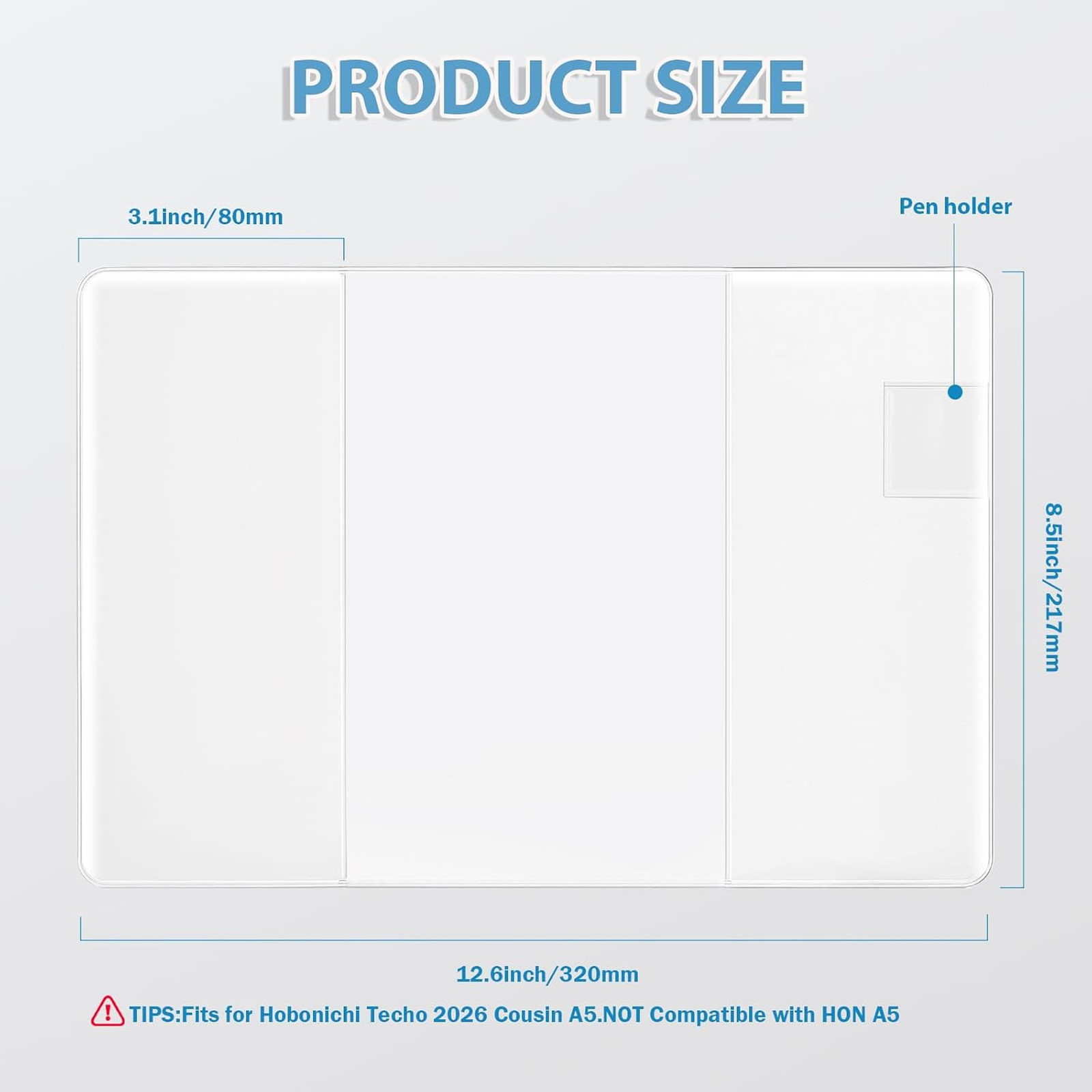 A5 Clear Planner Cover Fits for Hobonichi Techo Cousin 2026 Midori Stalogy