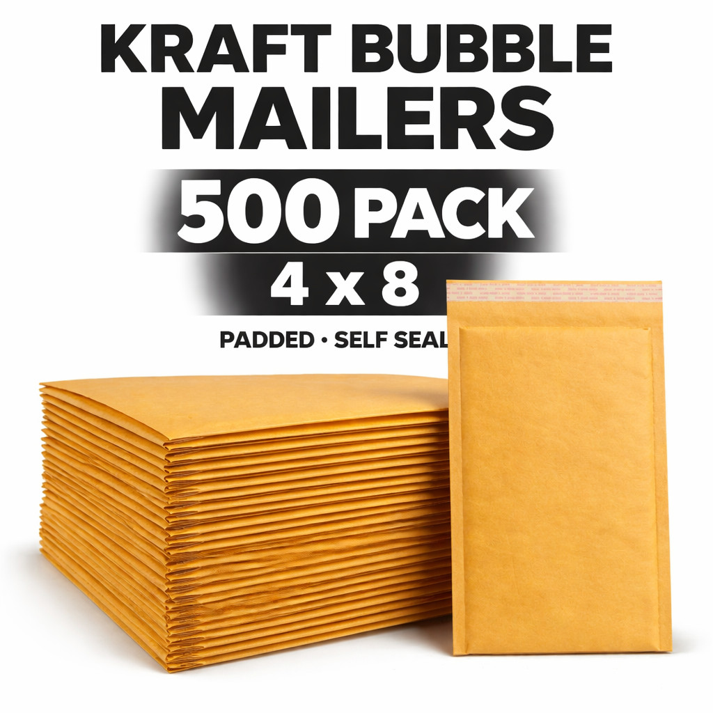 500 Kraft Bubble Mailers #000 4×8 Padded Shipping Envelopes Bulk Self Seal