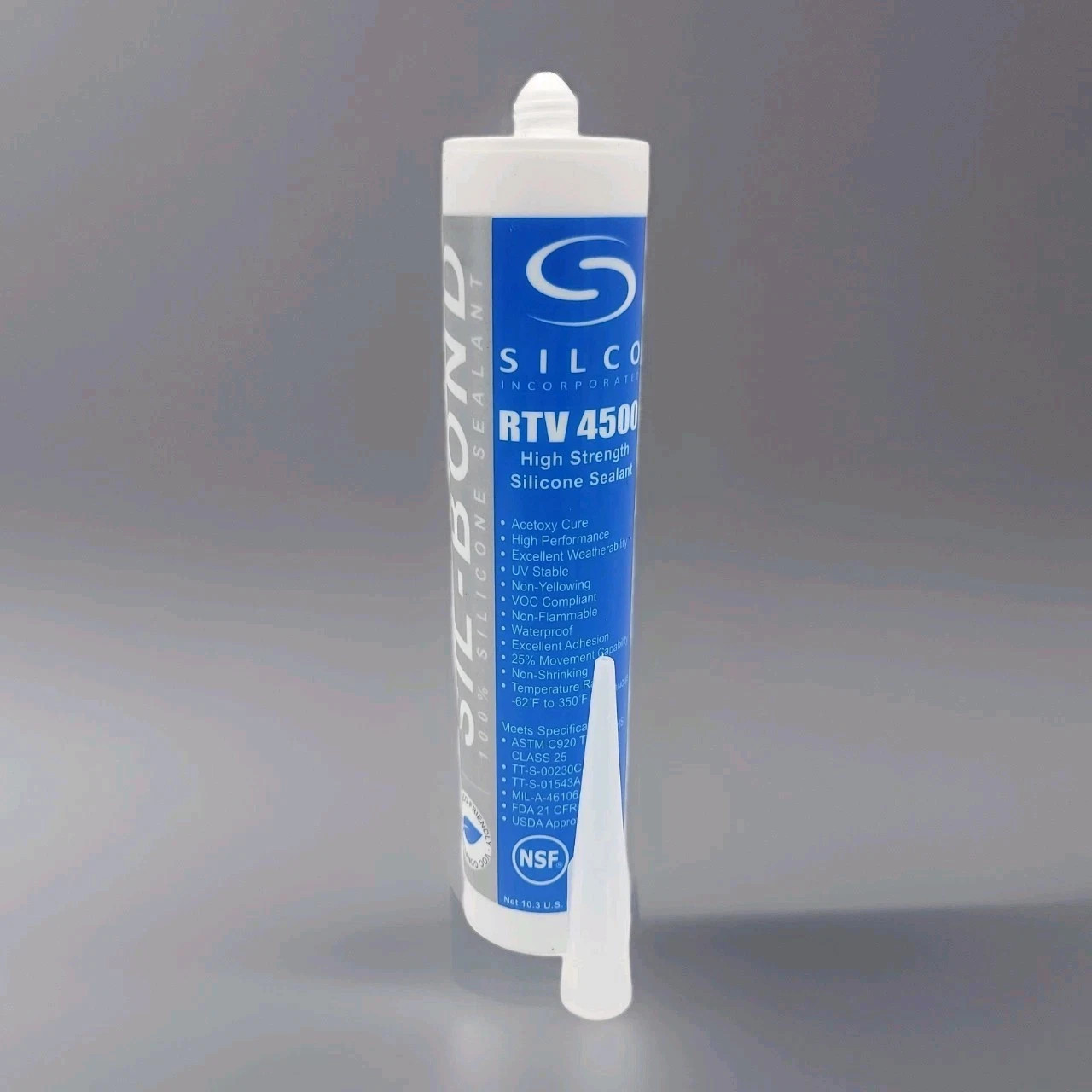 LOT OF 2~SIL-BOND RTV 4500 High Strength Silicone Sealant ALUMINUM 10.3oz