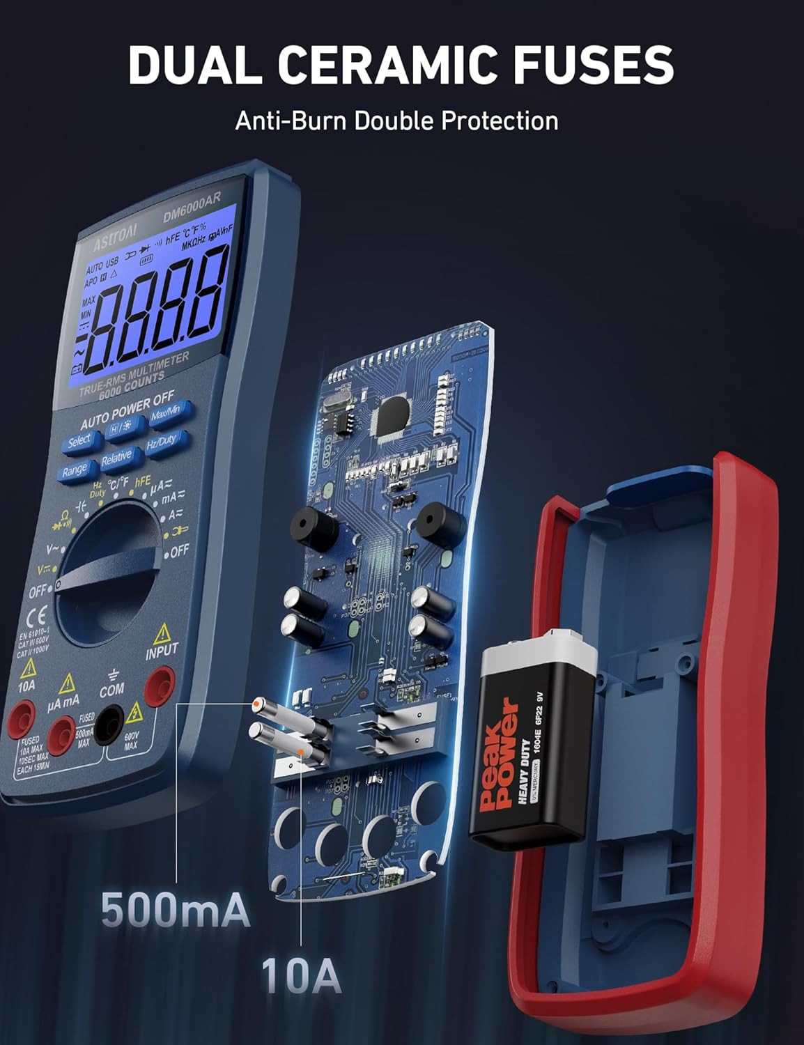 Astroai Digital Multimeter, True RMS 6000 Counts Auto-Ranging Volt Meter for Aut