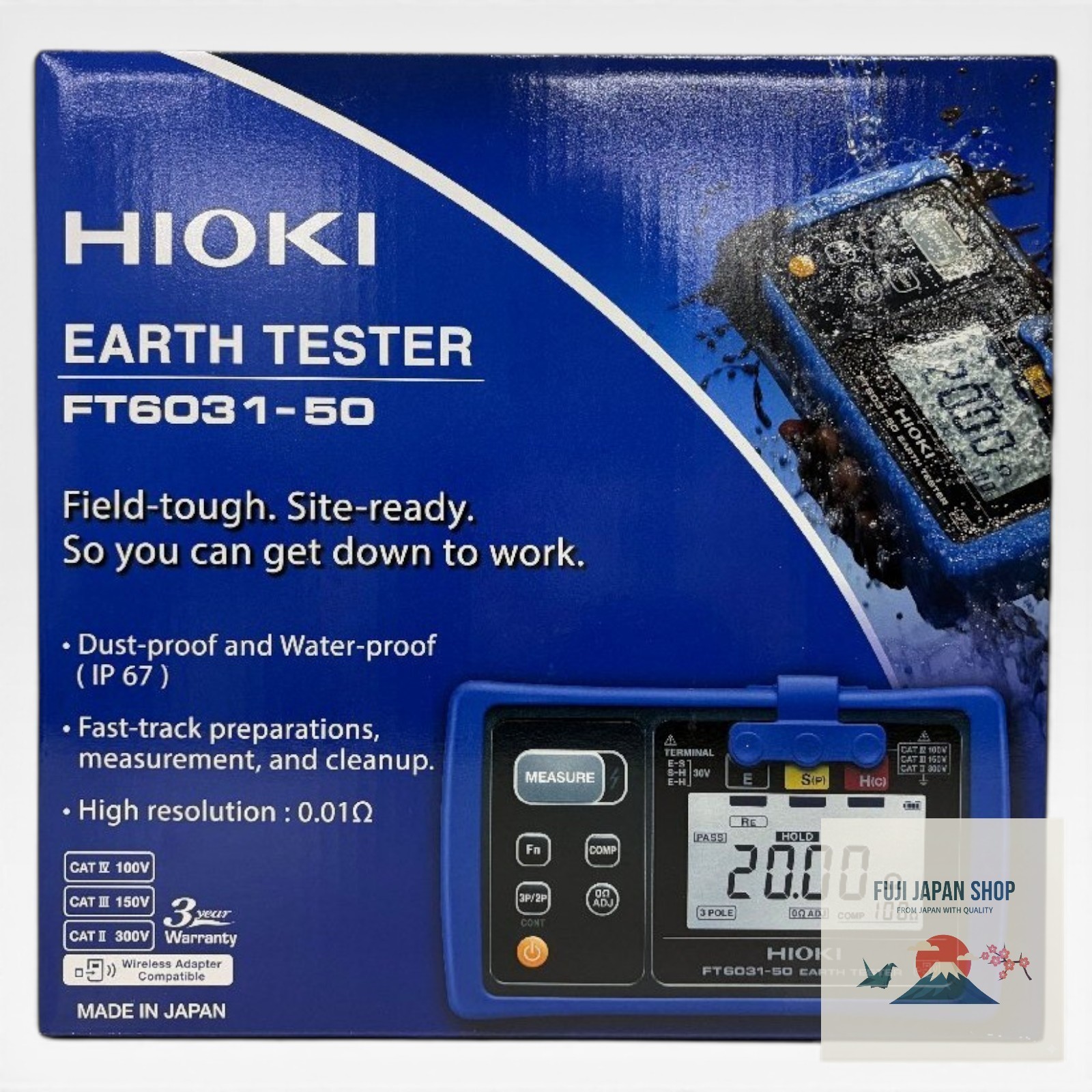 HIOKI FT6031-50 Earth Resistance Tester Waterproof IP67 Bluetooth Compatible NEW