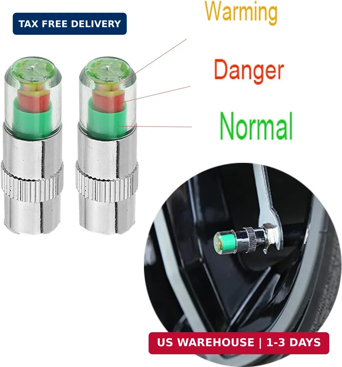 12pcs Car tire Pressure Monitor Valve stem Cap Sensor Indicator, 2.4Bar 36PSI Pr