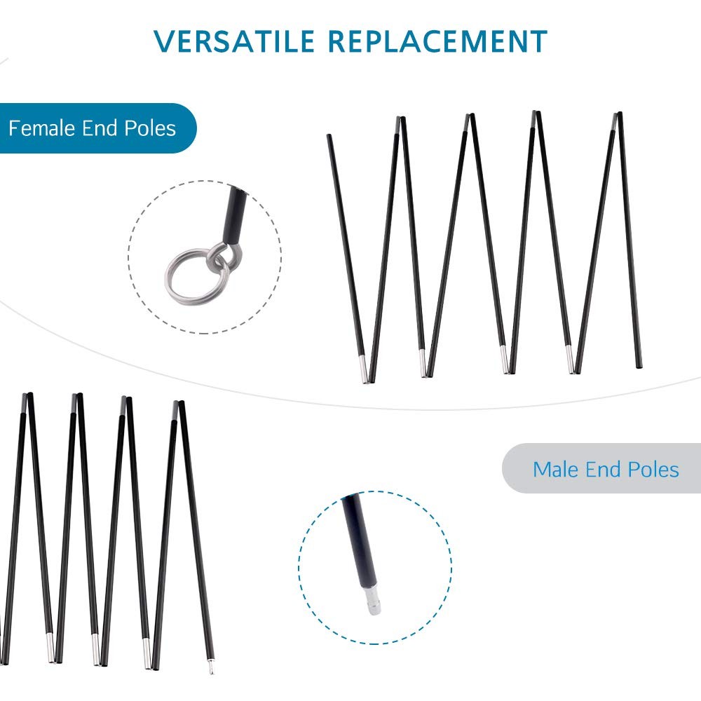 Aluminum Tent Poles Replacement Repair Kit 7001 Alloy for Female Male Ends