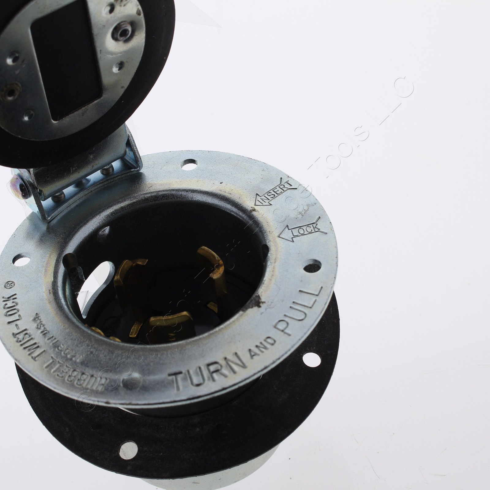 Bryant California Style Locking Armored Flanged Inlet Non-Nema 50A 250V 3 Phase