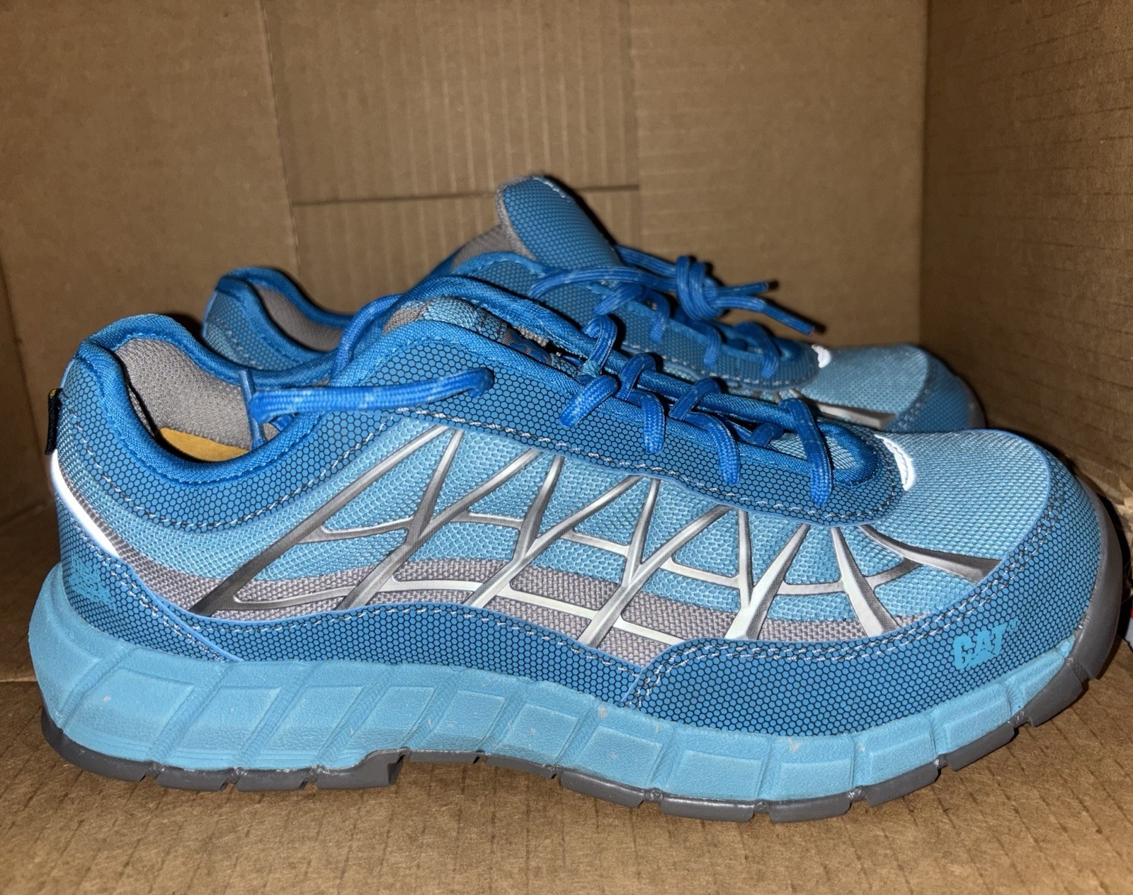 Womens CAT Caterpillar Blue/Gray Steel Toe Ergo SRX Protective Work Shoes SZ 9