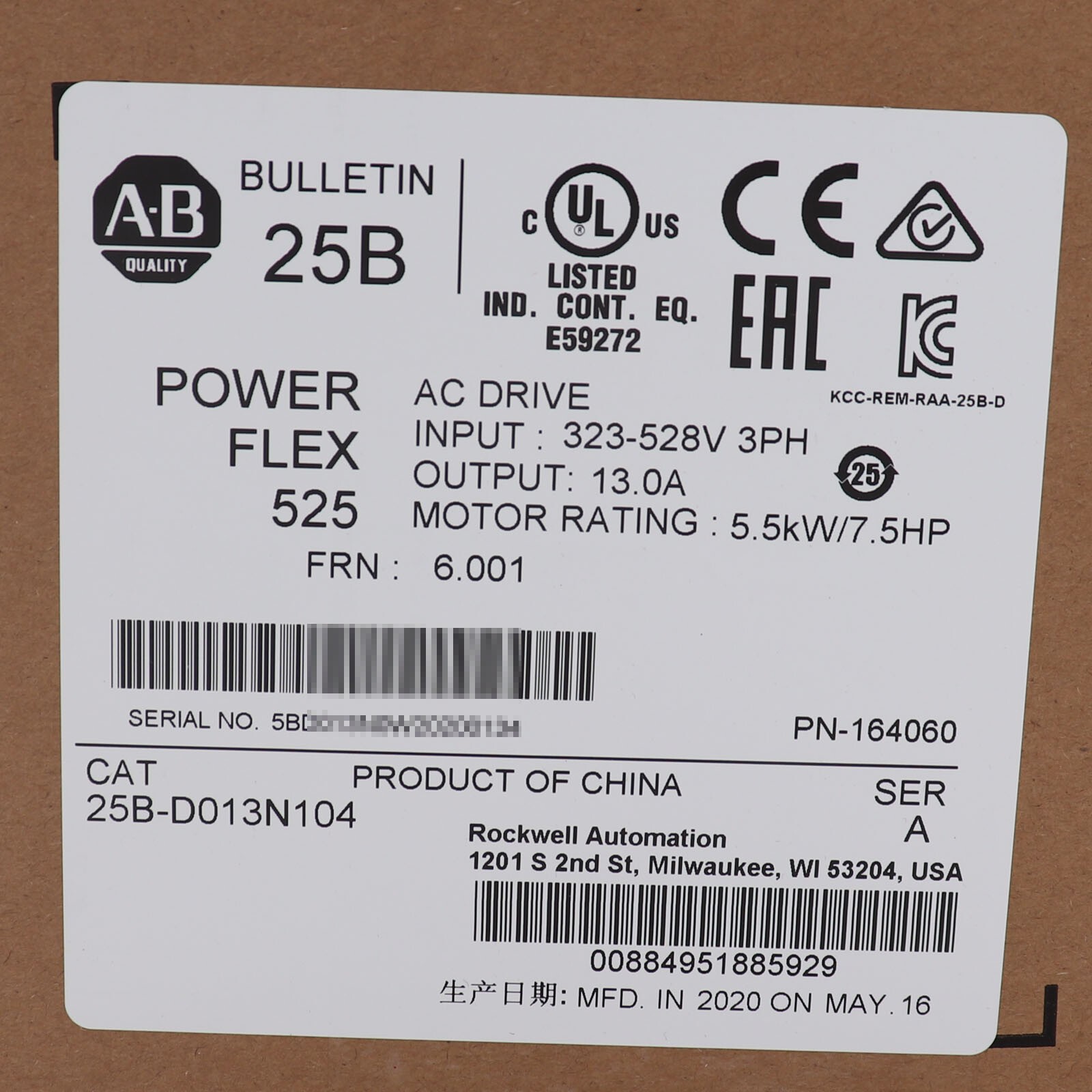 NEW AB 25B-D013N104 Allen-Bradley 25BD013N104 US Free Tax