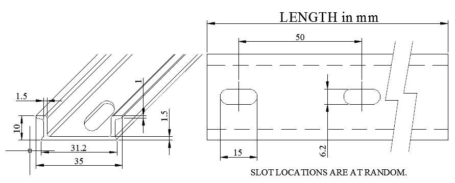 DIN Rail, 100 mm (~4 (3.9) Inch) NEW Pre-Cut 35x10mm Heavy Aluminum, Slotted