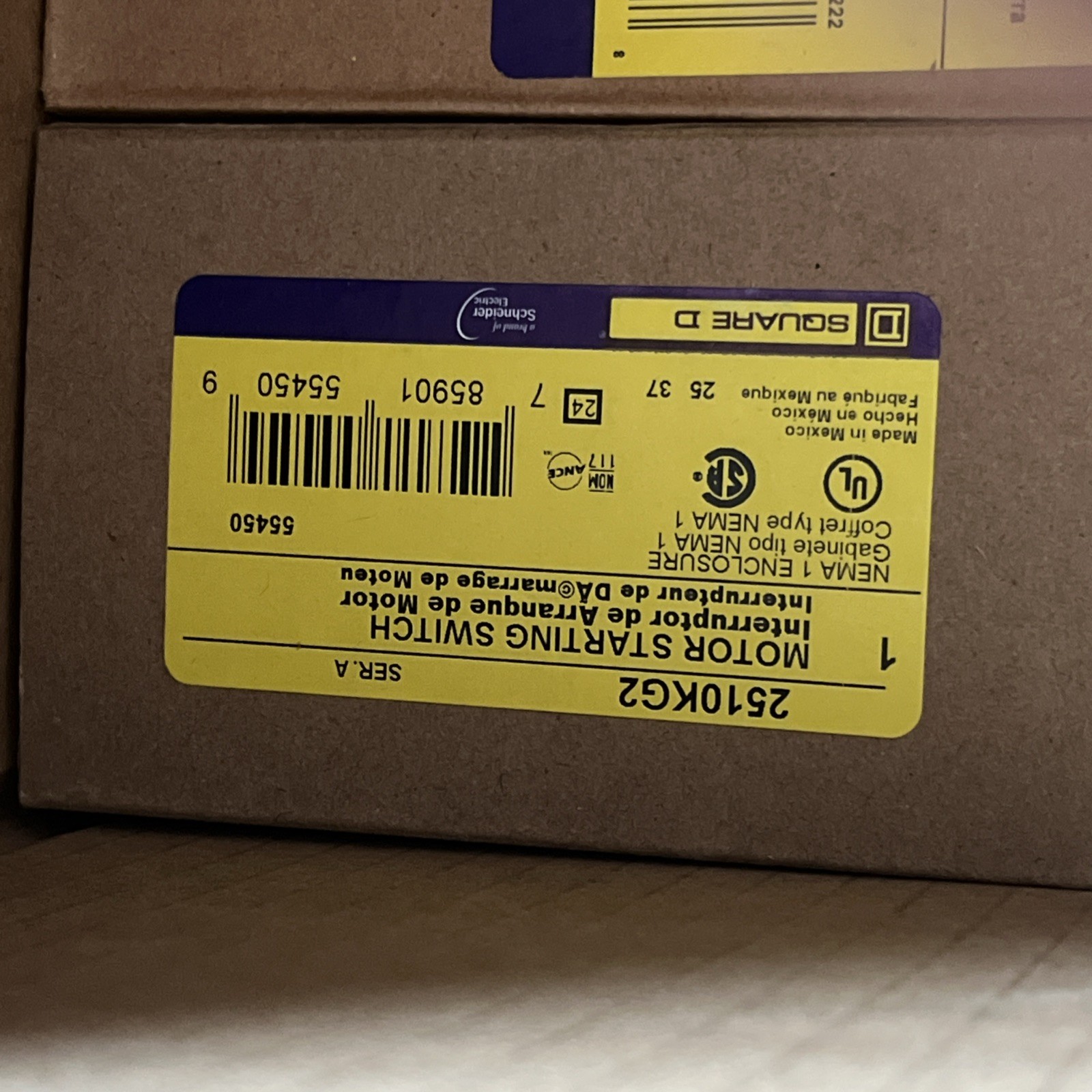 Square D – 2510KG2 – 30A, 600V, 3 Phase Manual Motor Starter Switch Box