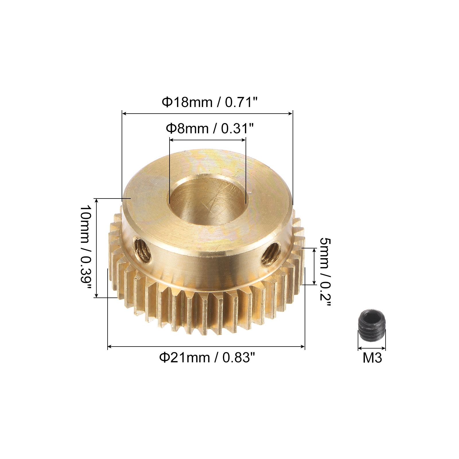 0.5 Mod 40T 8mm Bore 21mm Outer Dia Brass Motor Rack Pinion Gear with Screws
