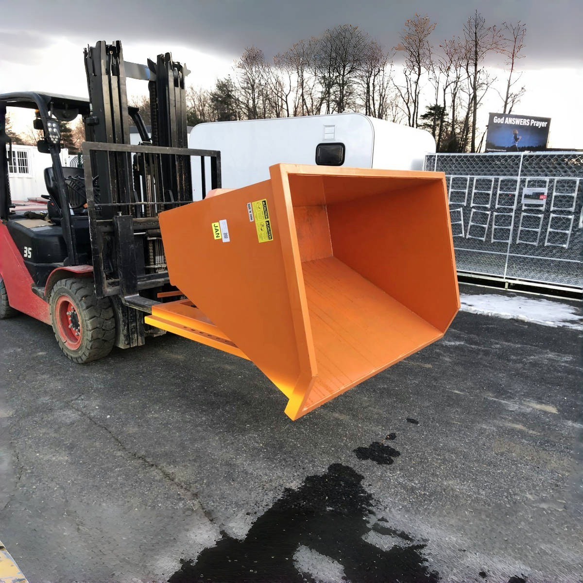 1.5 CY Self Dumping Trash Hopper Dumpster for Forklift/Skid Steer | 6000LB Load