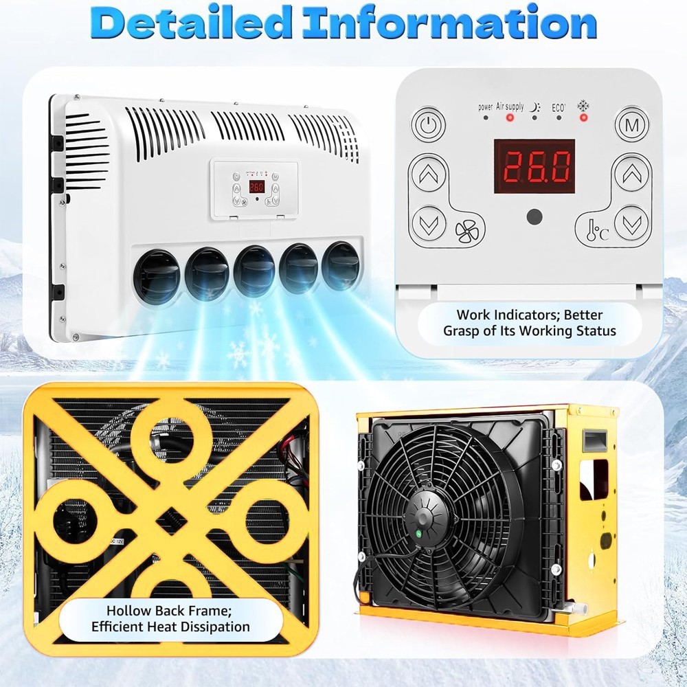12V 11000 BTU Truck Air Conditioner Split AC For Semi Trucks Bus RV Caravan US