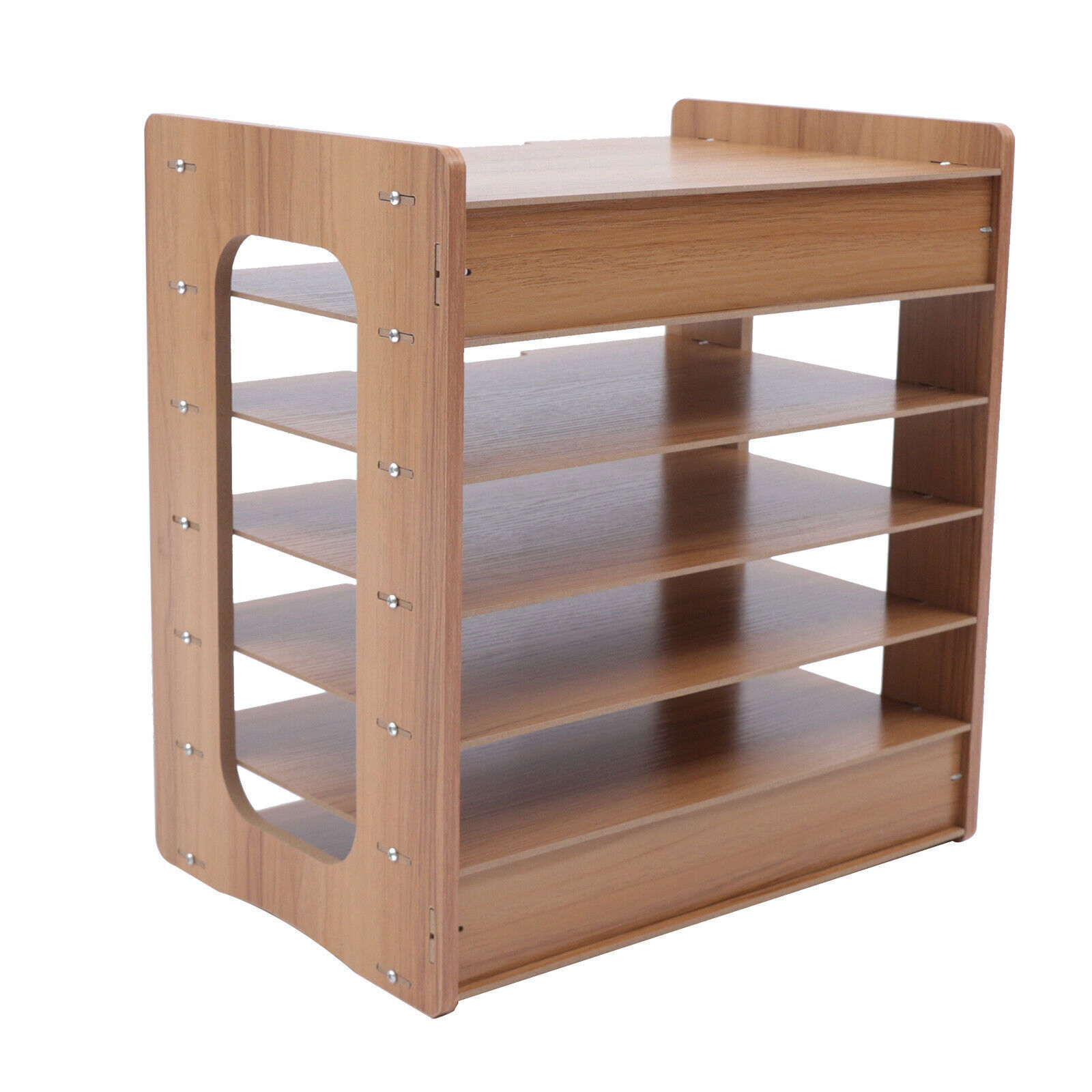 7 Tier Wood Desktop Paper Organizer File Document Storage Shelf for Home Office