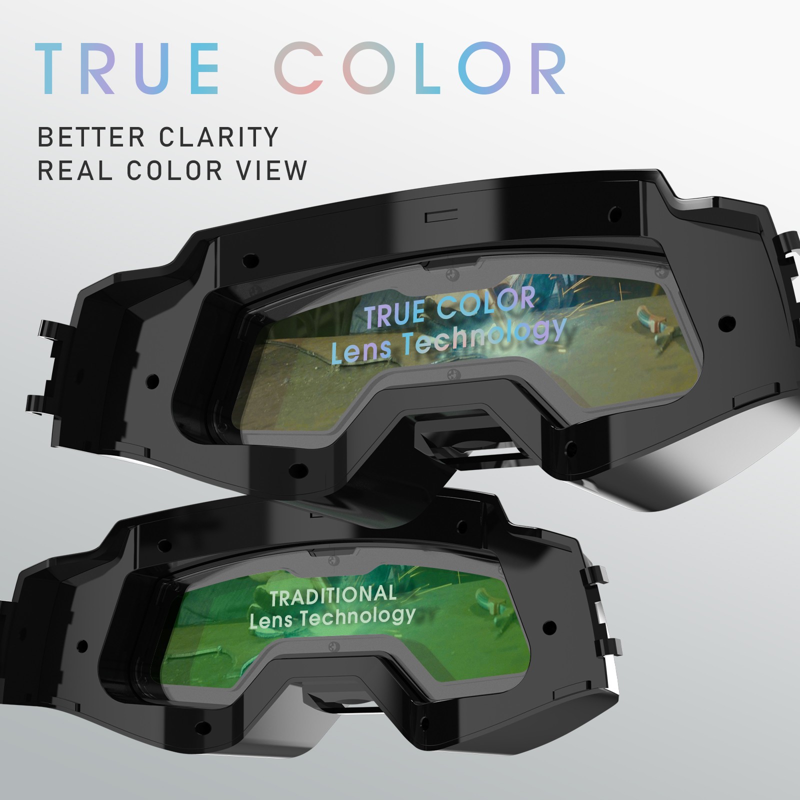 Auto Darkening Welding Goggles with LED Light & Type-C Charging, 4 Arc Sensors