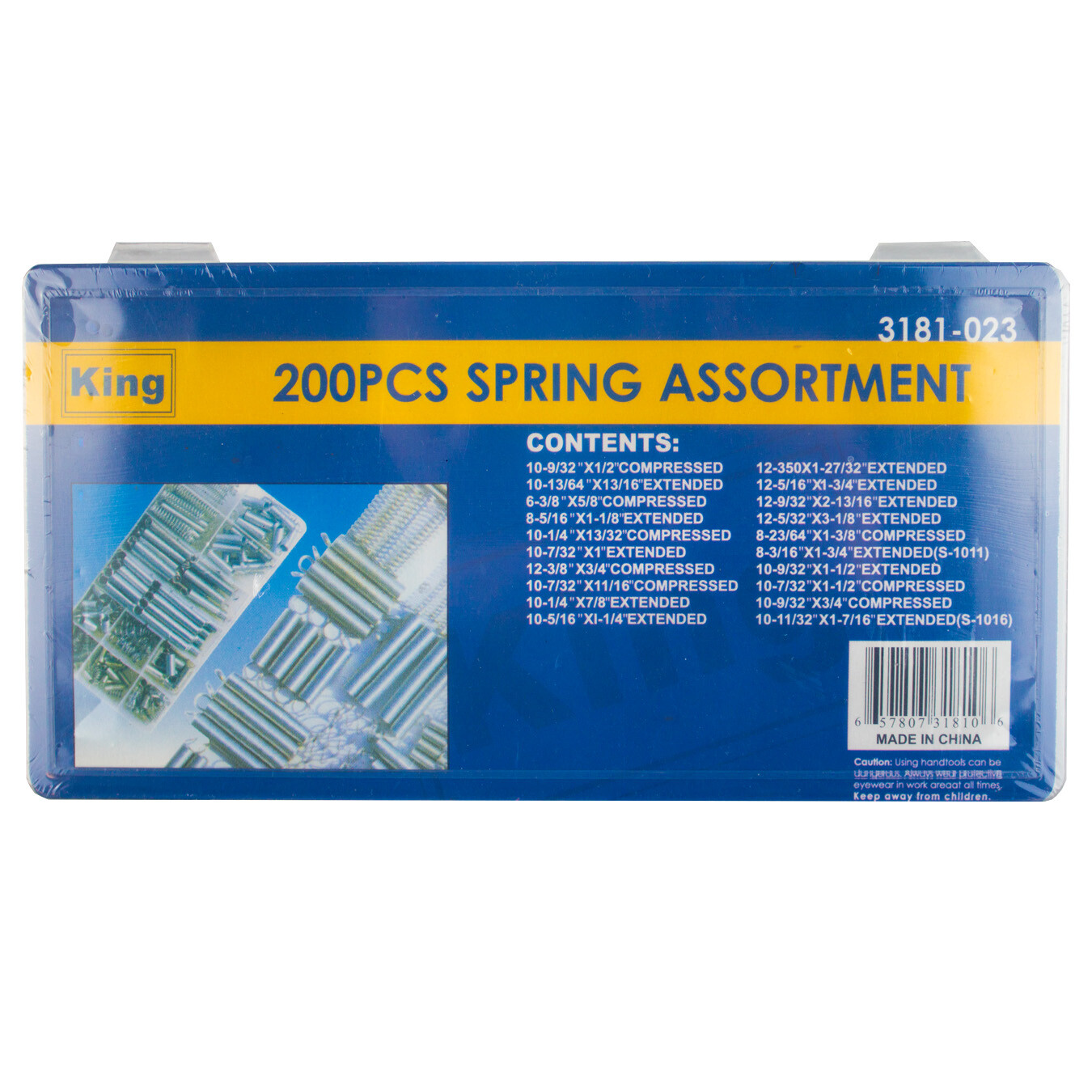 200pc Spring Assortment Set Zinc Plated Steel Compression & Extension Carburetor