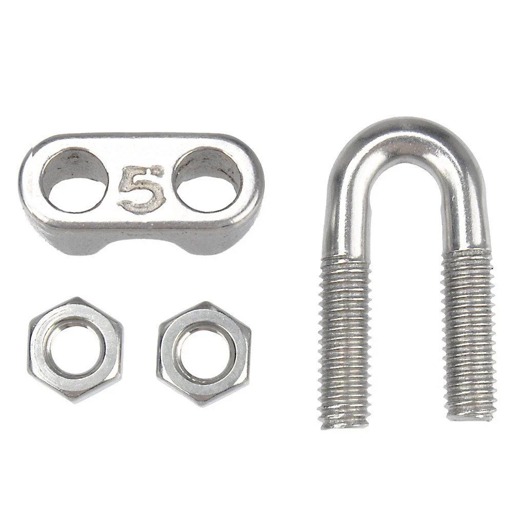 20PCS M5 3/16 Stainless Steel Wire Rope Cable Clip Clamp U-Bolt Clamp Kit
