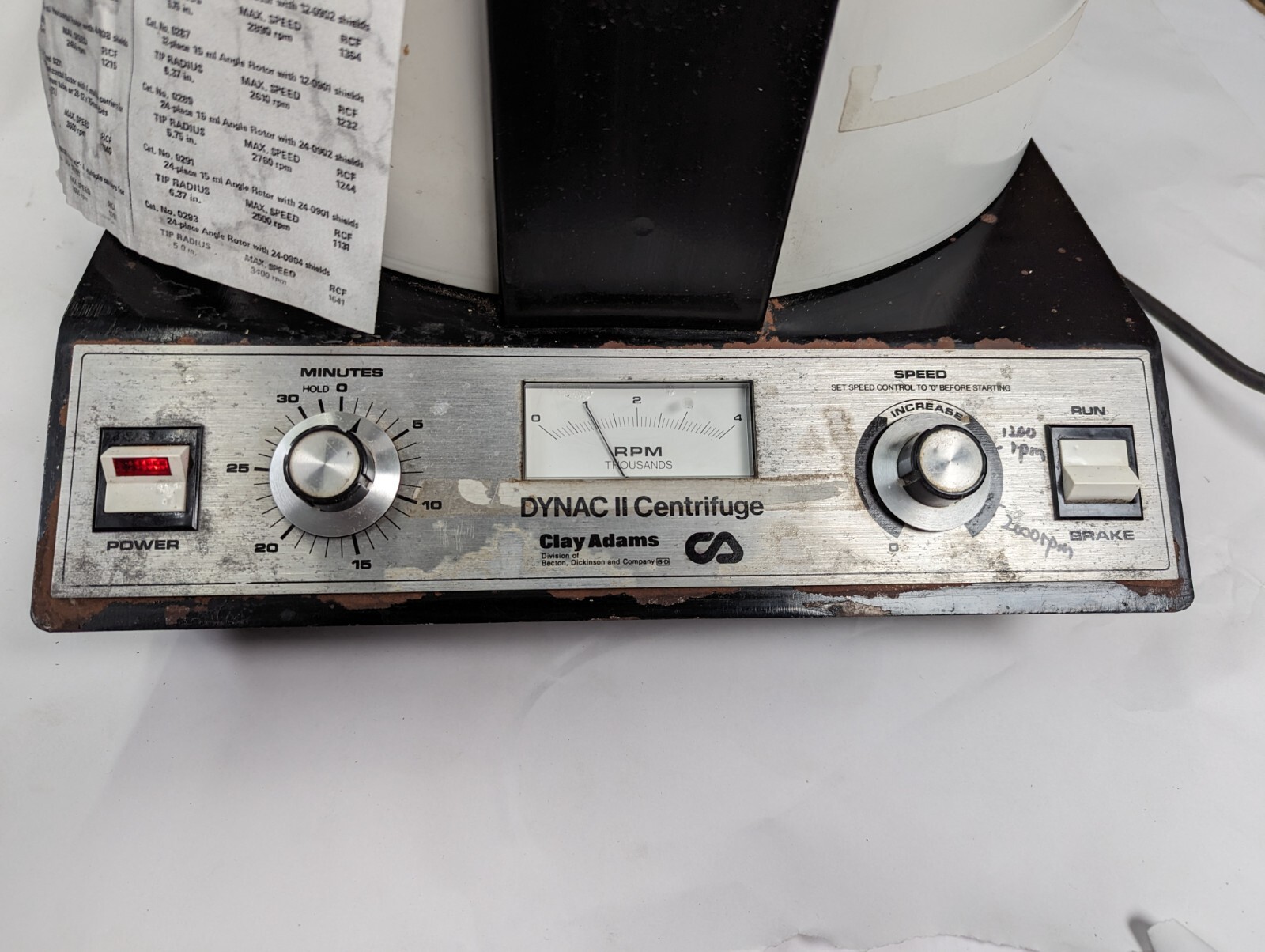 Becton Dickinson Clay Adams Dynac II Centrifuge W/ Rotors 120v – TESTED WORKING